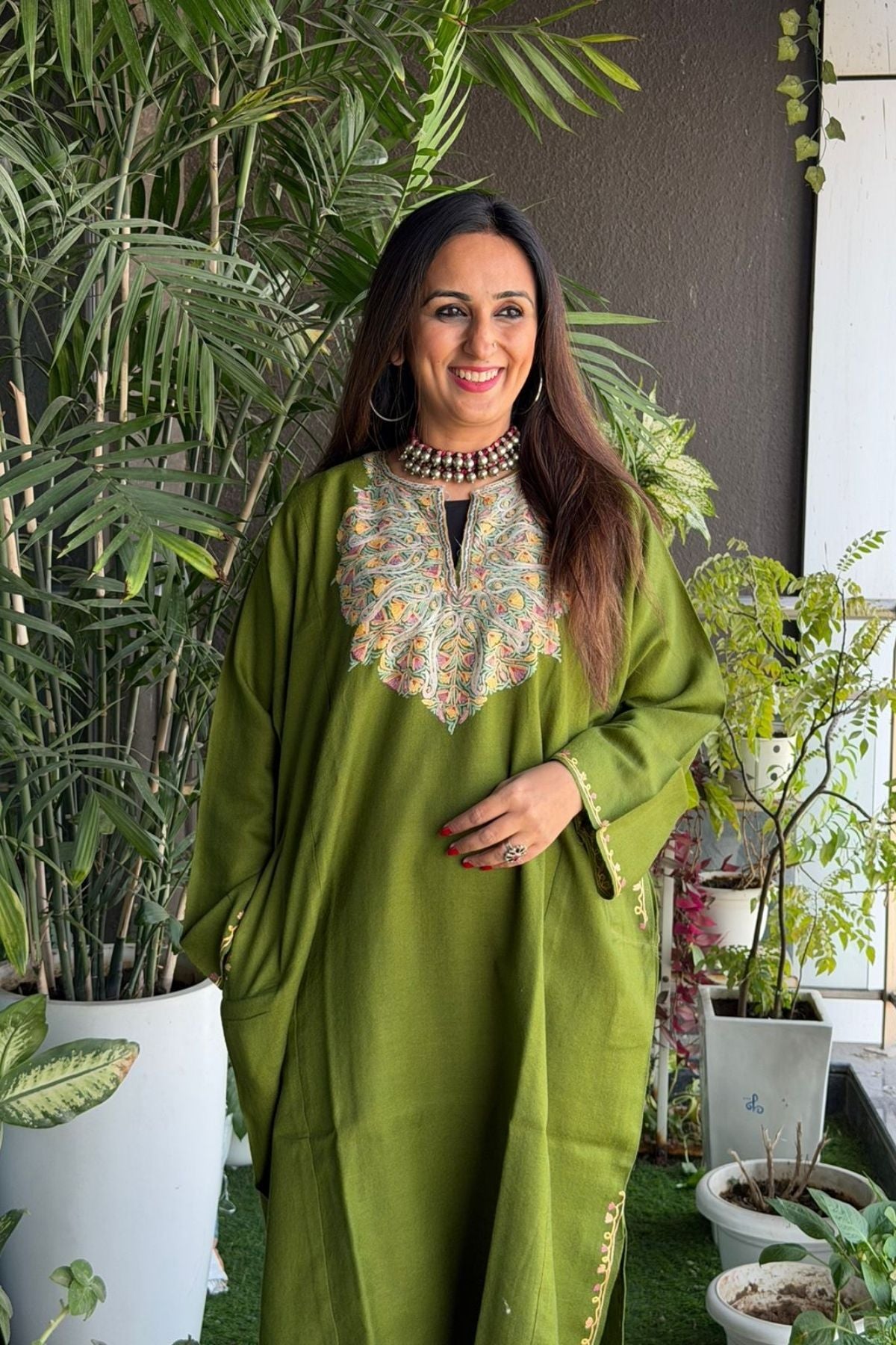 Woollen Kashmiri Phiran with Aari work