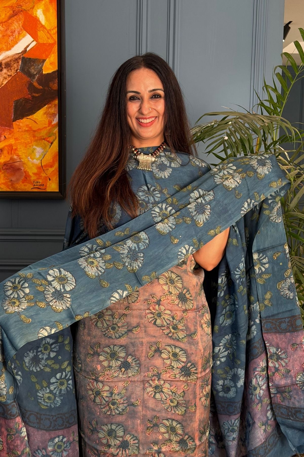 Pomegranate peel Handblock on Premium Modal fabric!!
