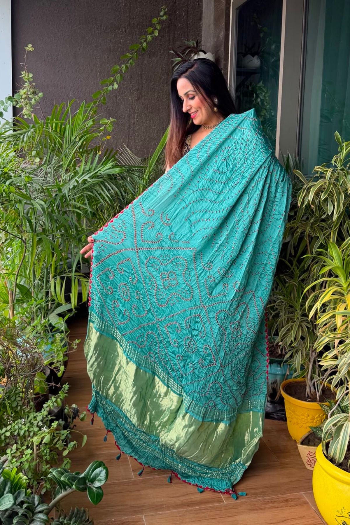 Handcrafted bandhani saree on pure modal!!!