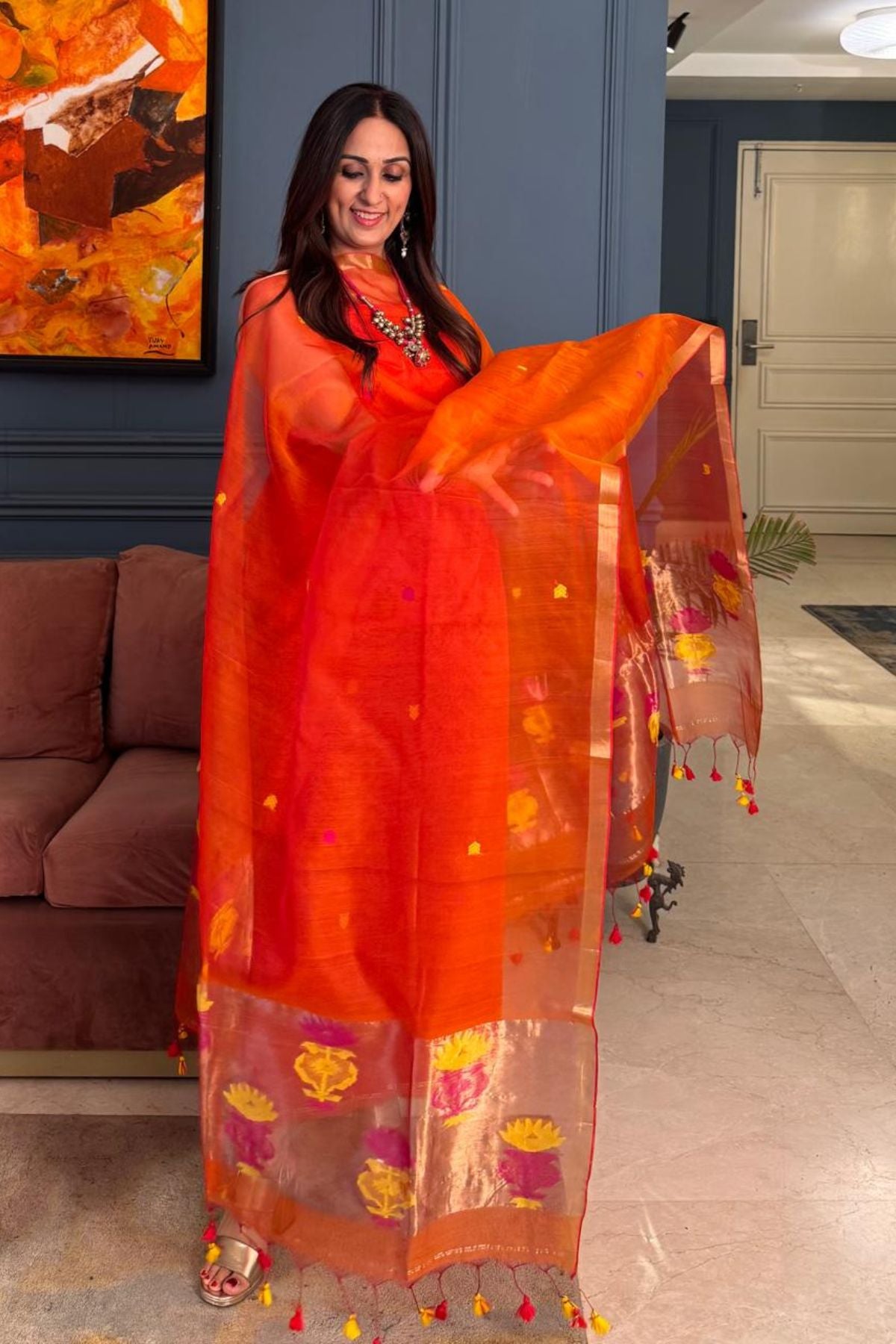 Muslin sets with Paithani inspired Jamdani work