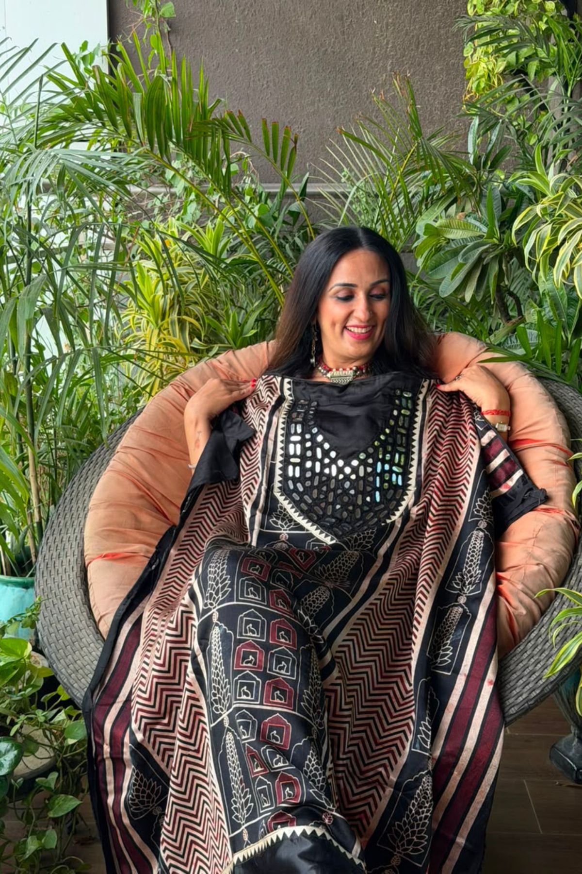Handcrafted Kutch mirror work kurta on pure Mashru!!