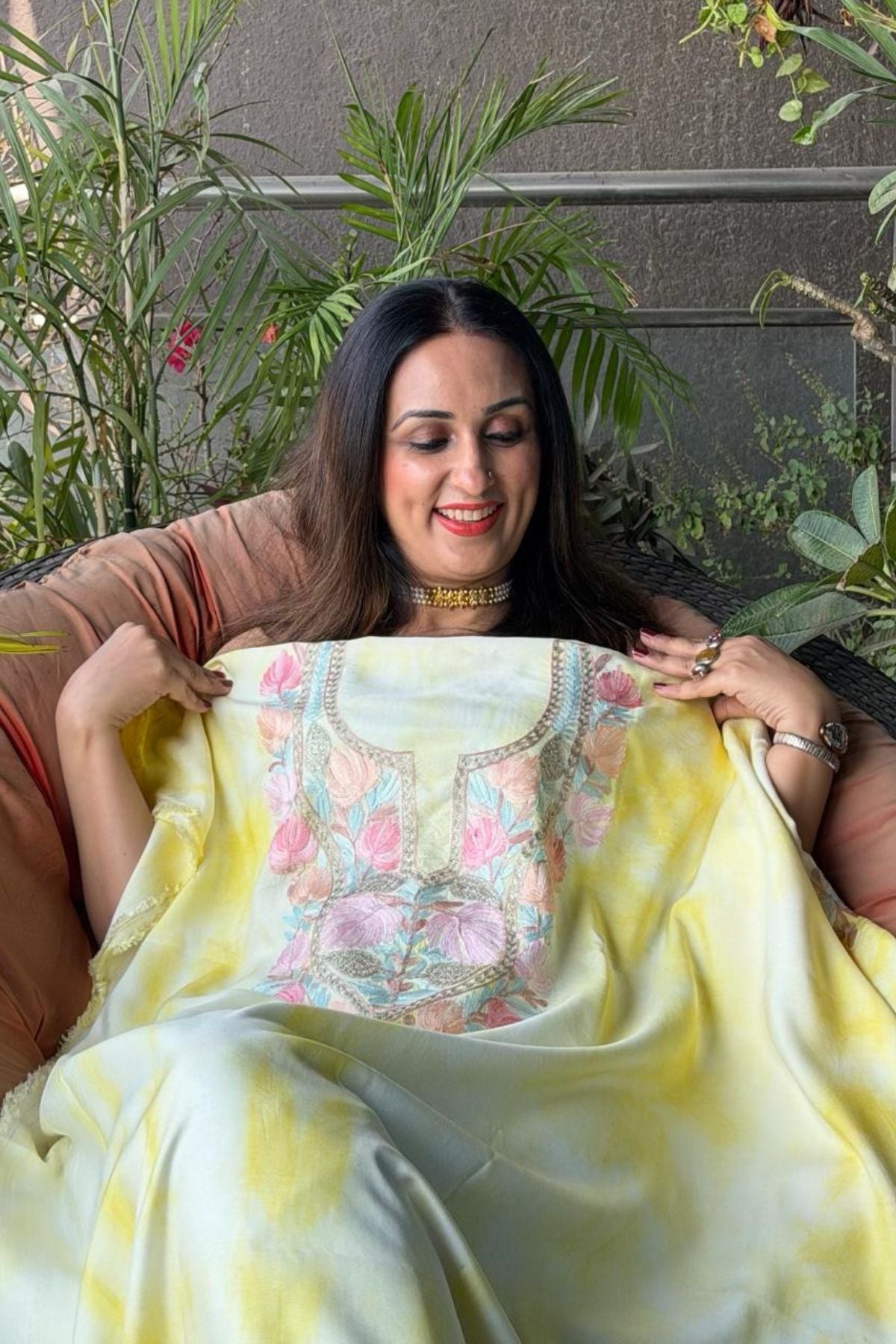 Pure muslin kurta fabric with Kashmiri work