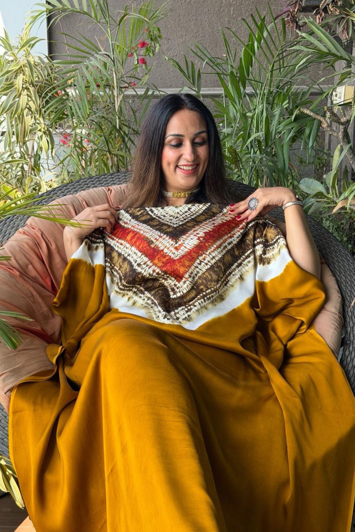 Handblocked Shibori-marble dyed kurta on pure Modal