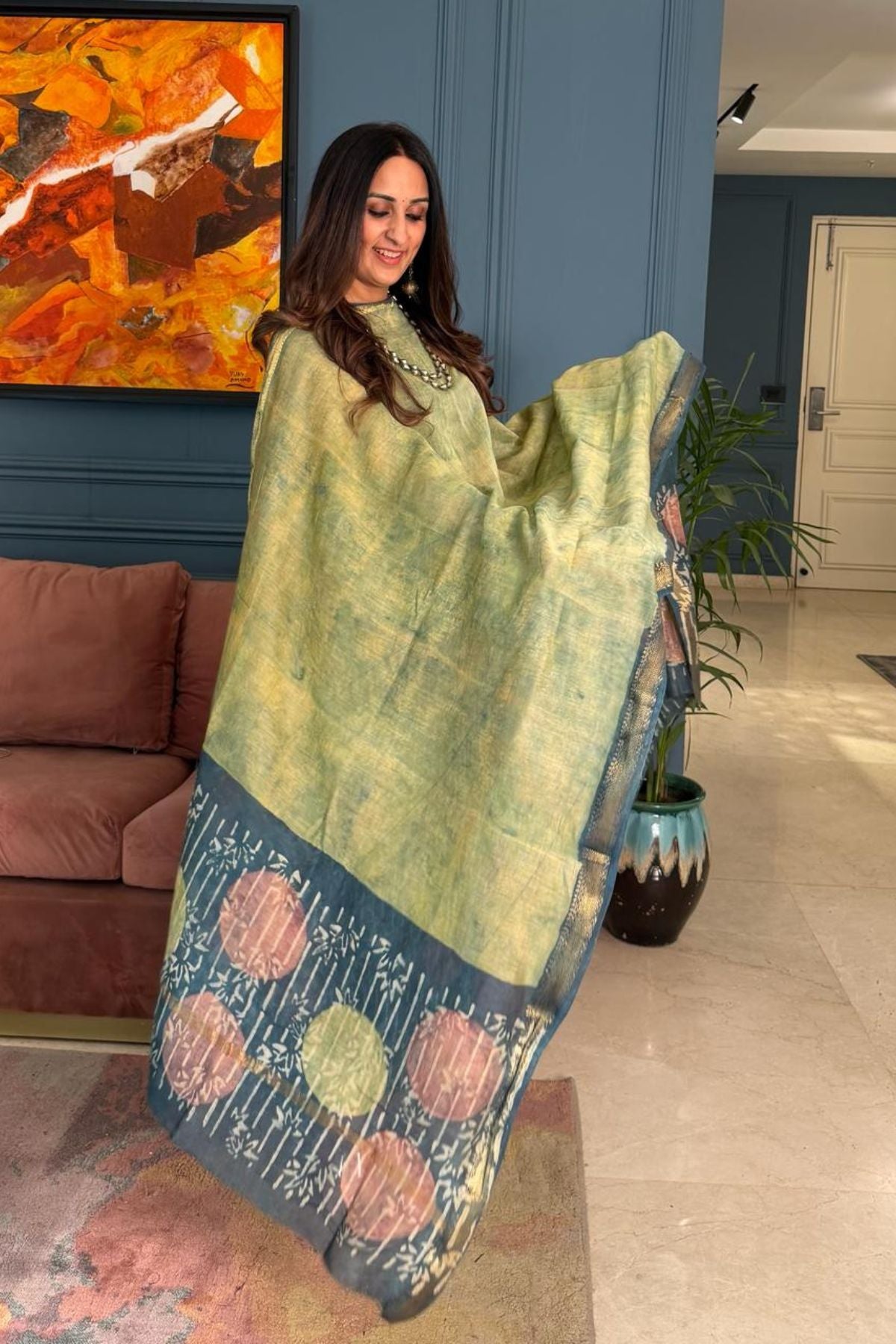 Handblocked with Pomegranate peel kurta dupatta sets in Maheshwari!!