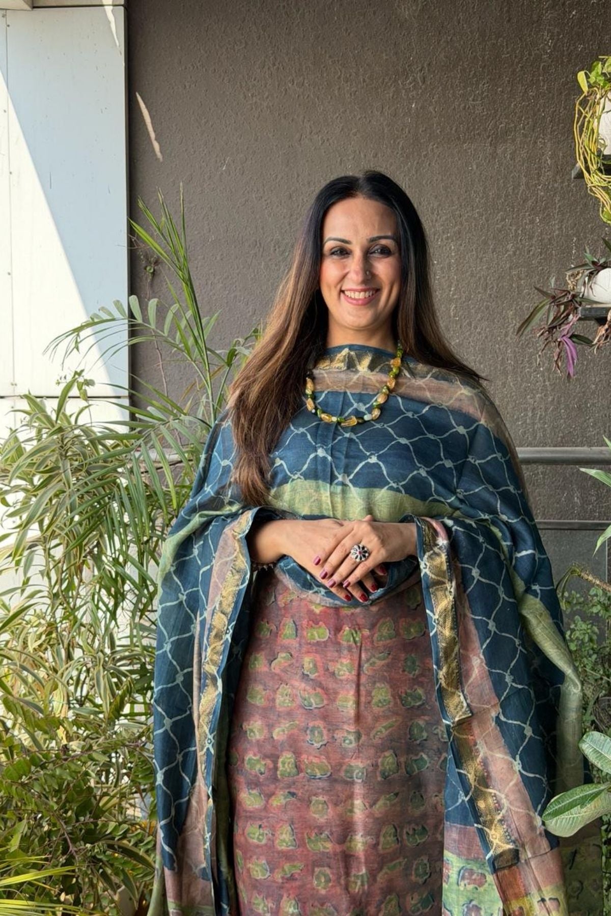 Handblocked with Pomegranate peel kurta dupatta sets in Maheshwari!!