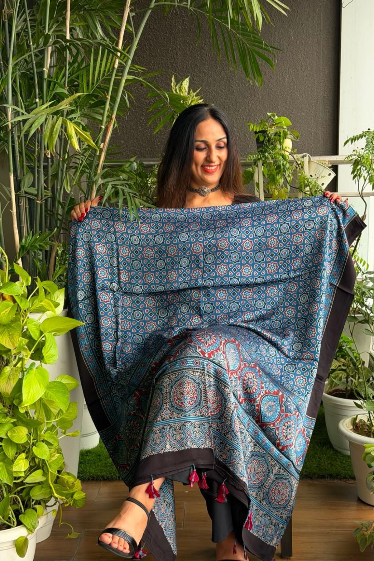 Ajrakh kurta fabric on pure modal !!