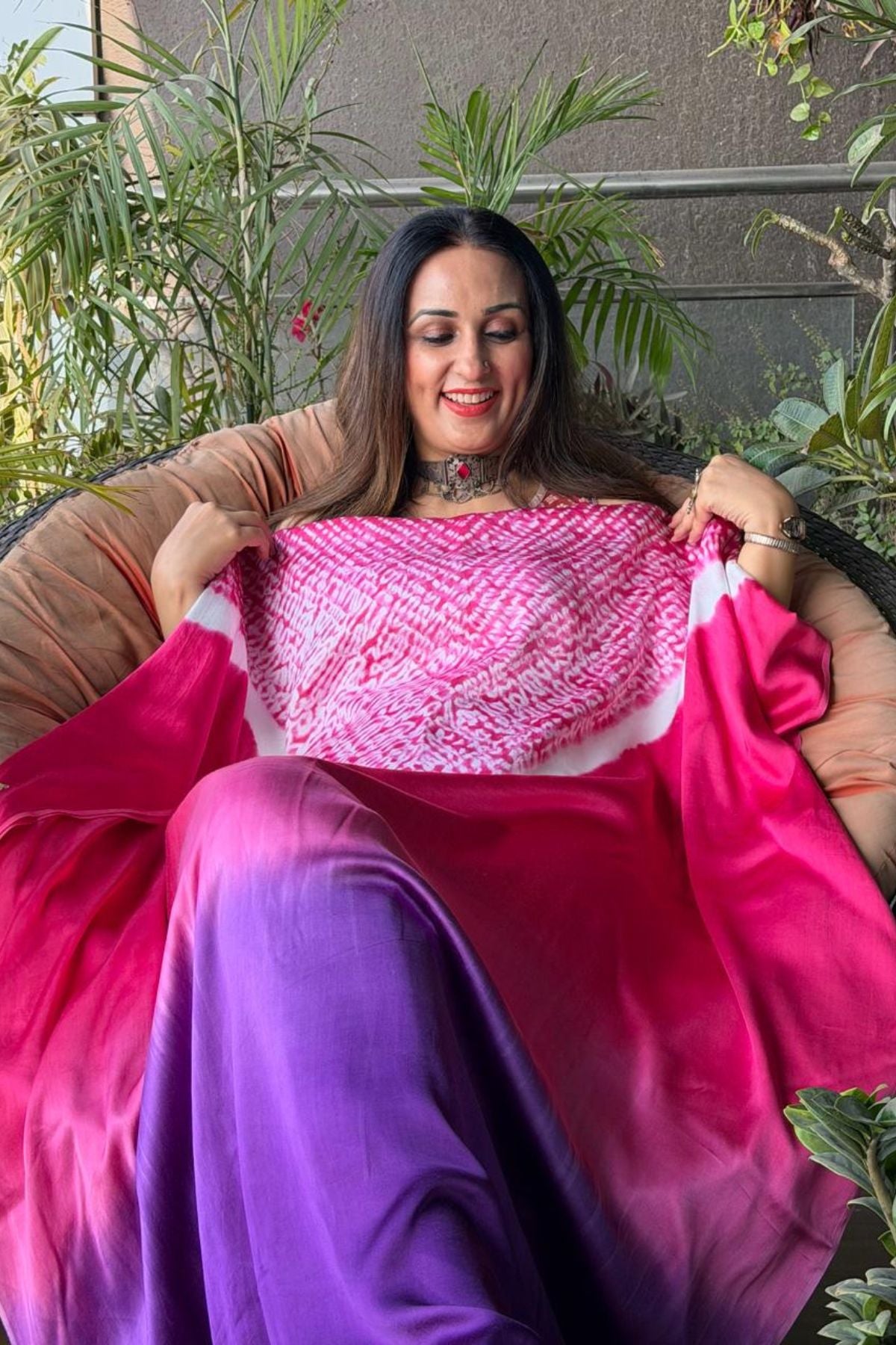 Handblocked Shibori shaded kurta on pure Modal