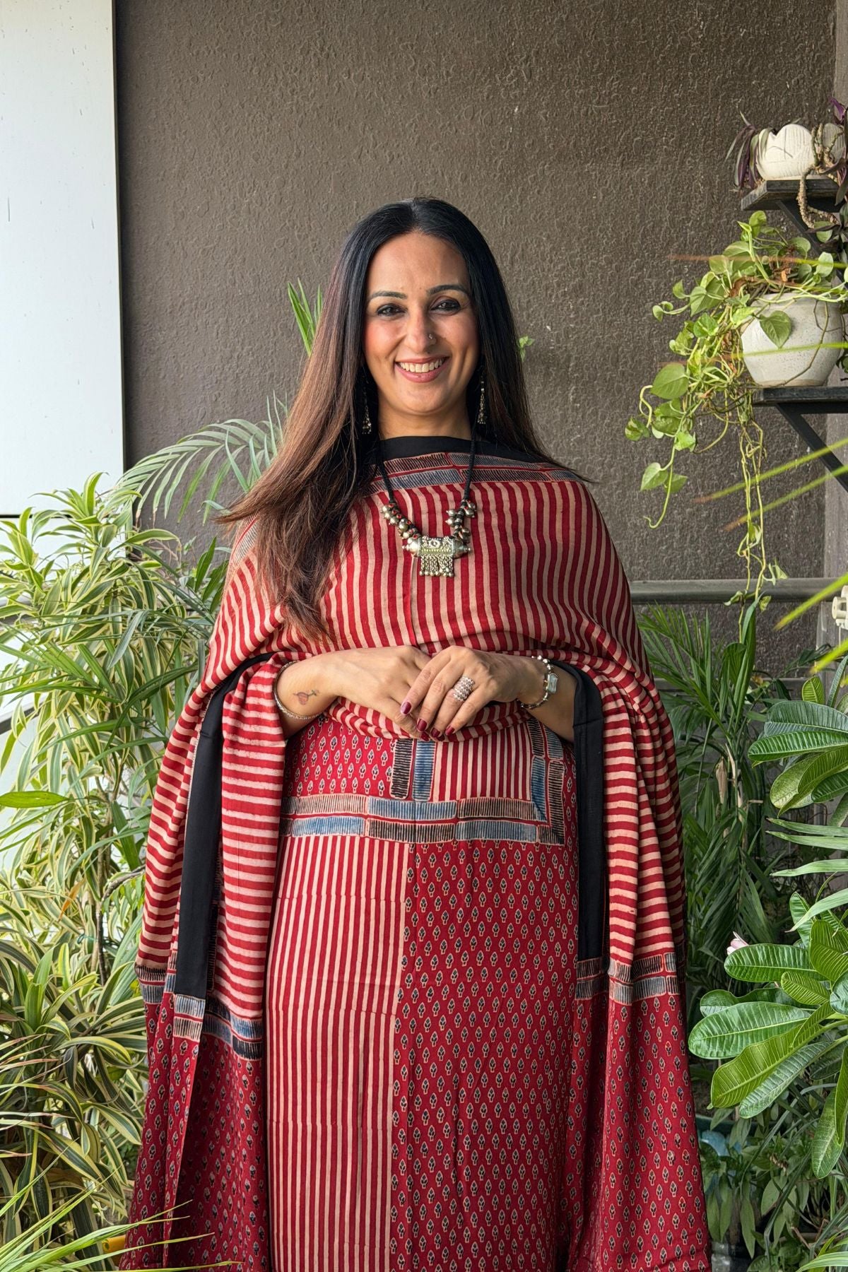 Handblocked Ajrakh full sets in modal with Lagdi patta on dupatta!!