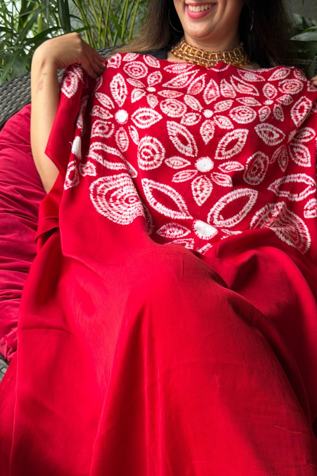 Hand Shibori work on premium modal satin!!