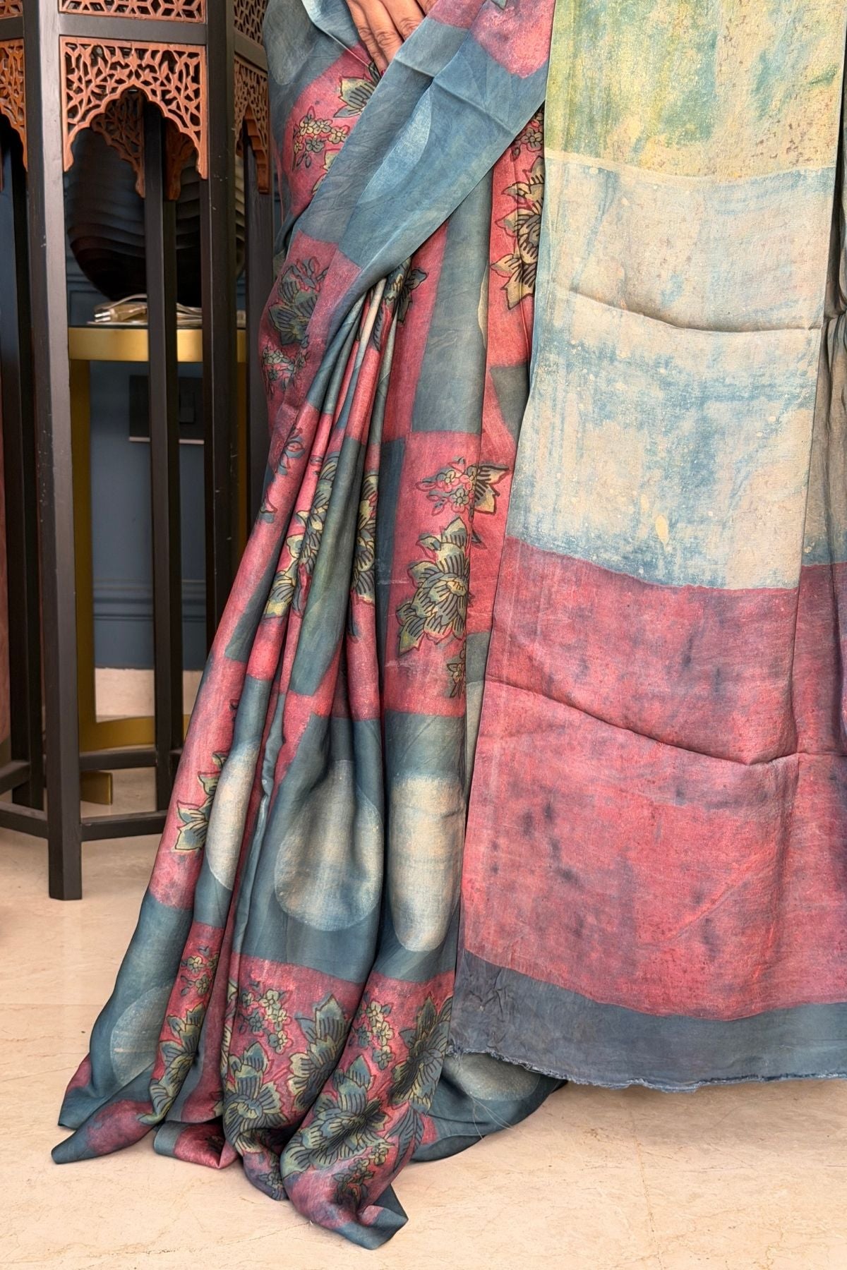 Pomegranate handcrafted pure tussar modal saree!!