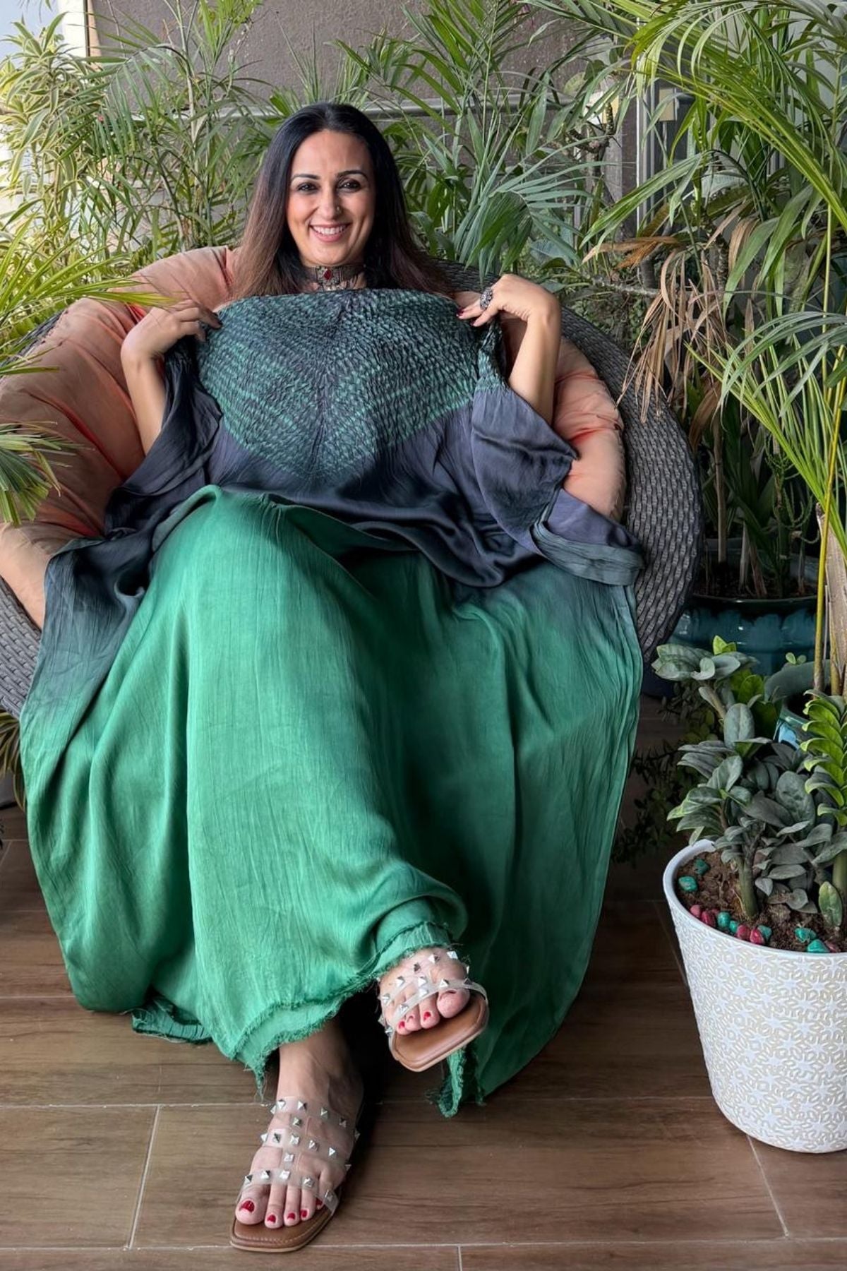 Handblocked Shibori shaded kurta on pure Modal