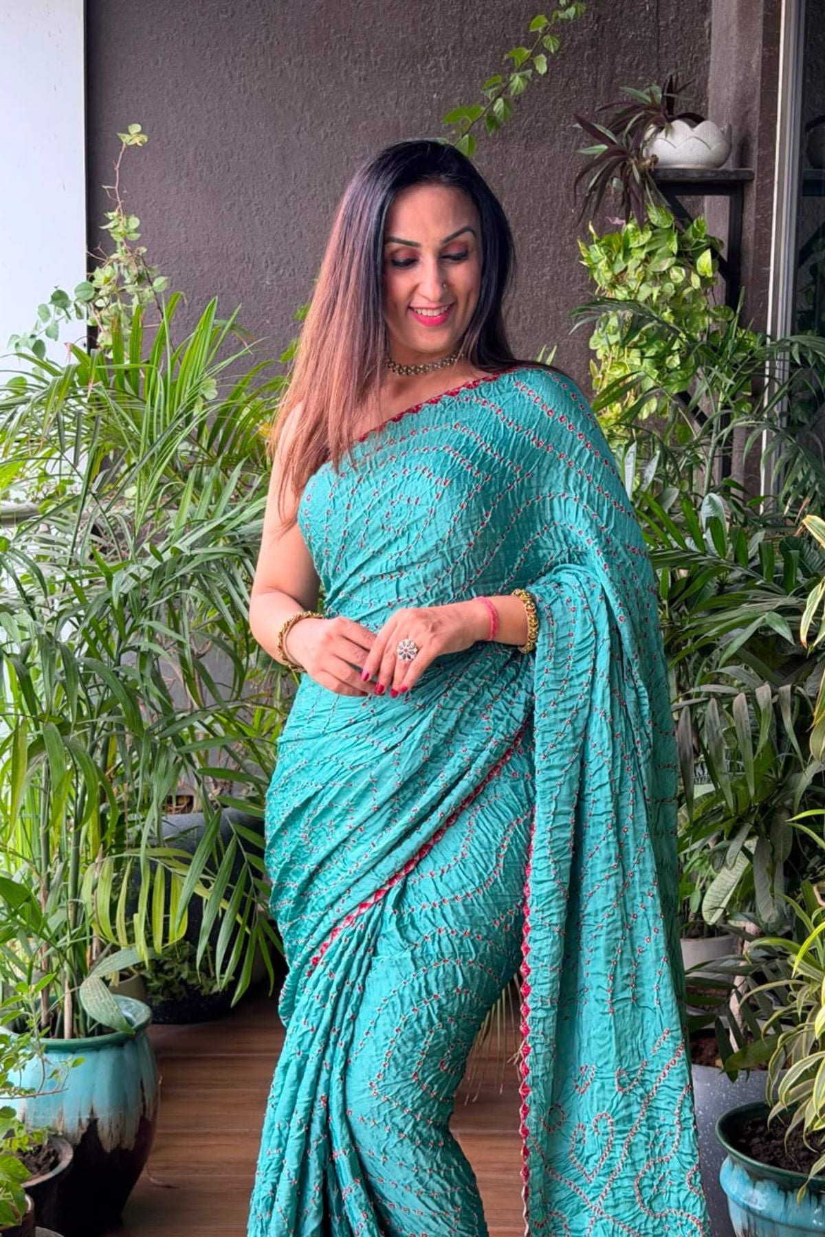 Handcrafted bandhani saree on pure modal!!!