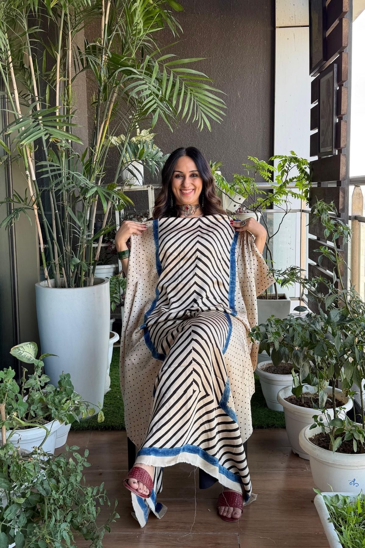 Ajrakh kurta fabric on pure modal !!