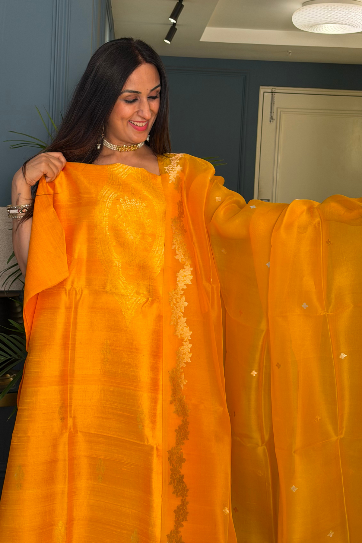 Handwoven Pure Raw silk suit sets with pure organza silk dupatta!!