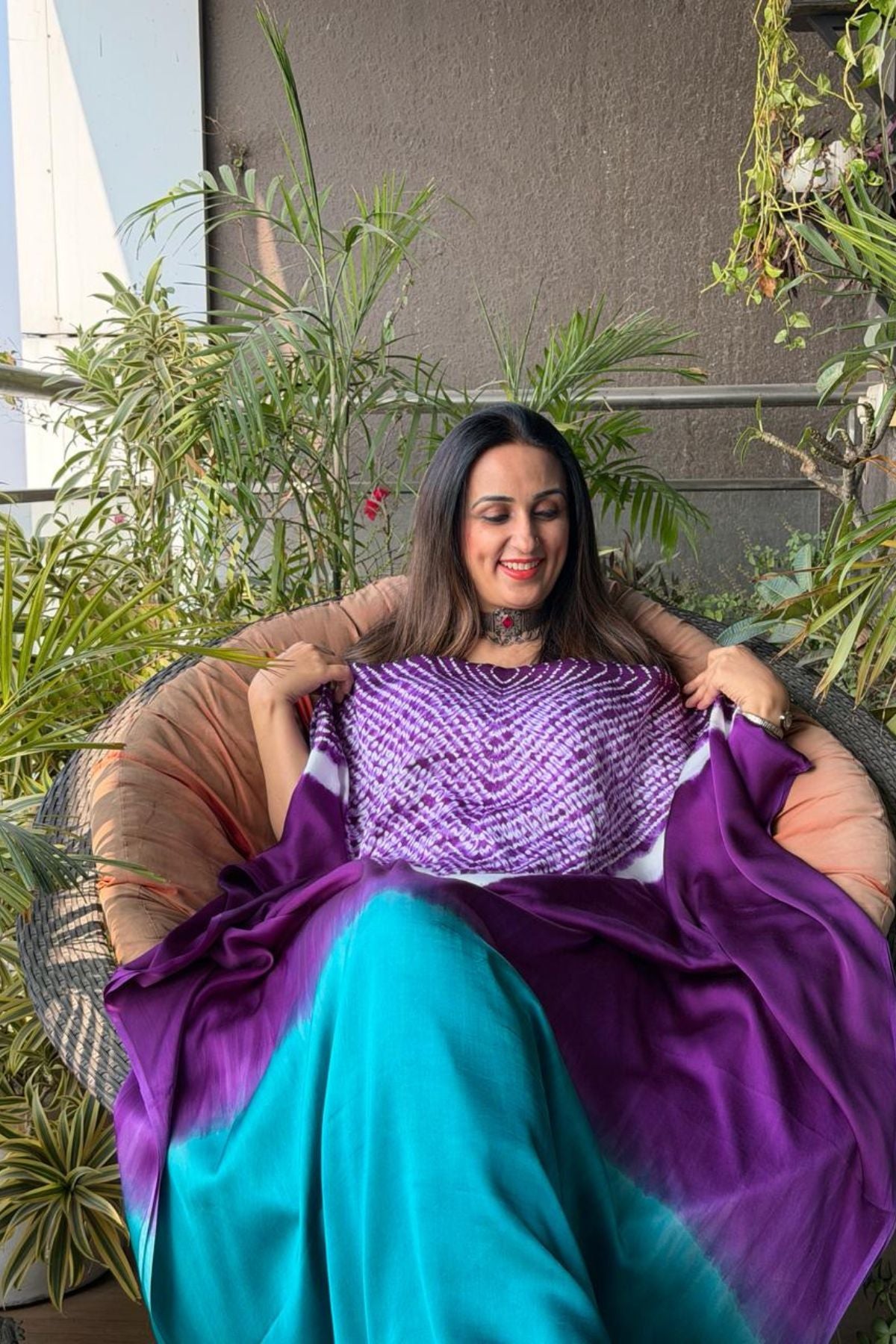 Handblocked Shibori shaded kurta on pure Modal
