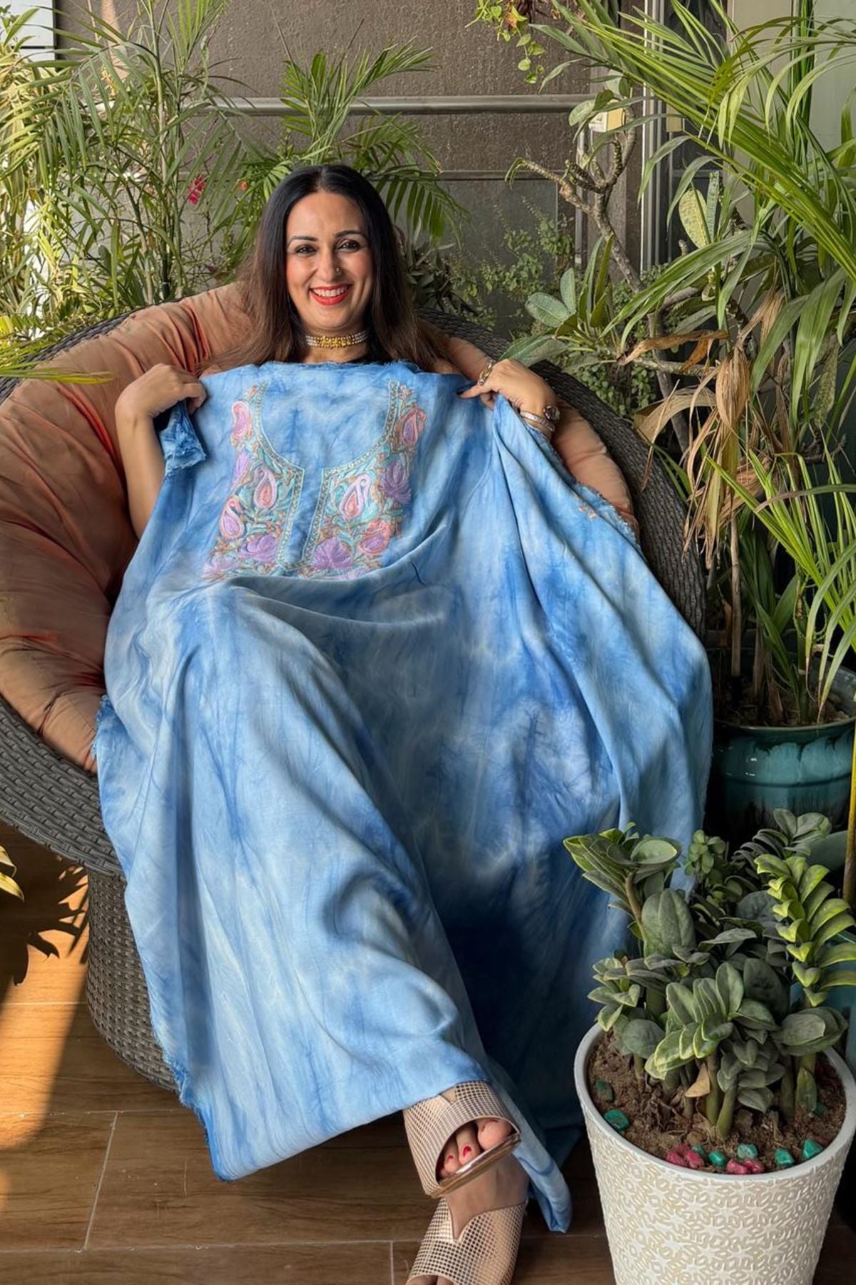 Pure muslin kurta fabric with Kashmiri work