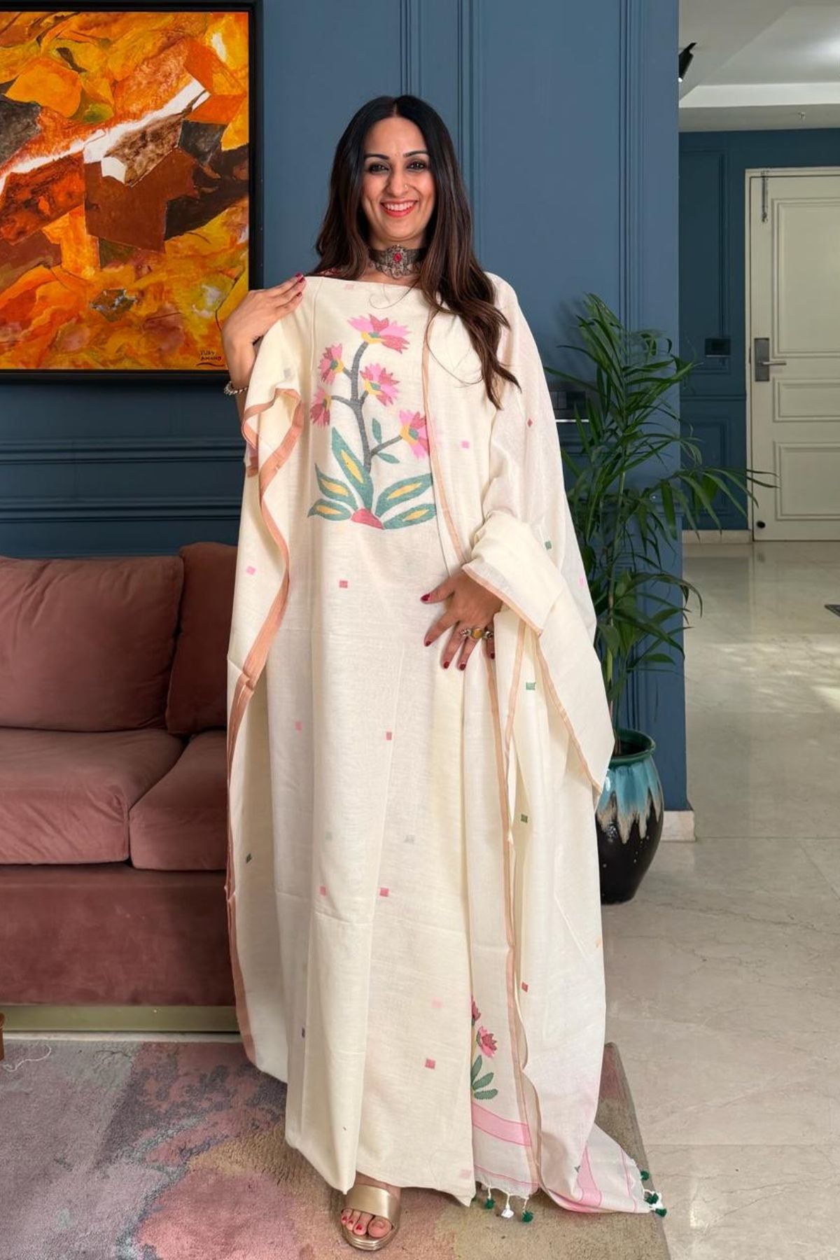 Jamdani pure cotton kurta dupatta sets!!