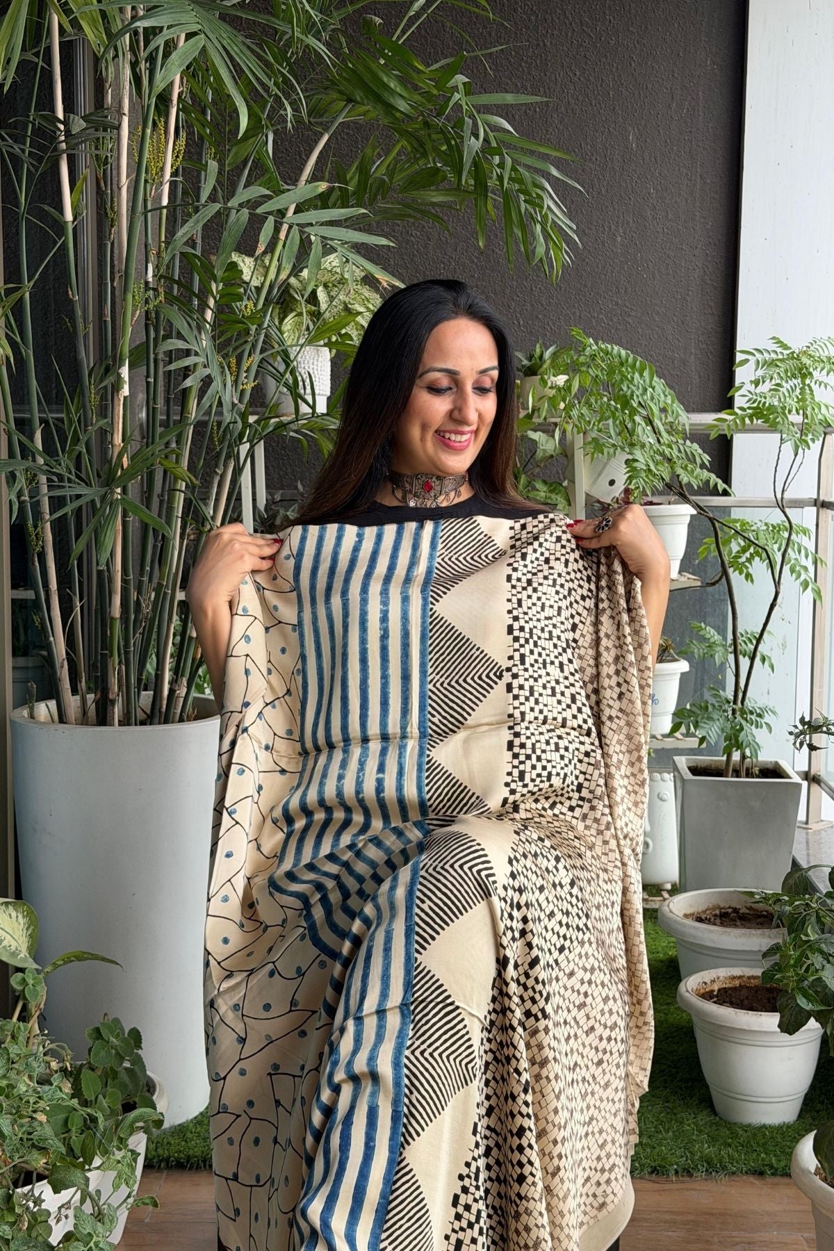 Ajrakh kurta fabric on pure modal !!