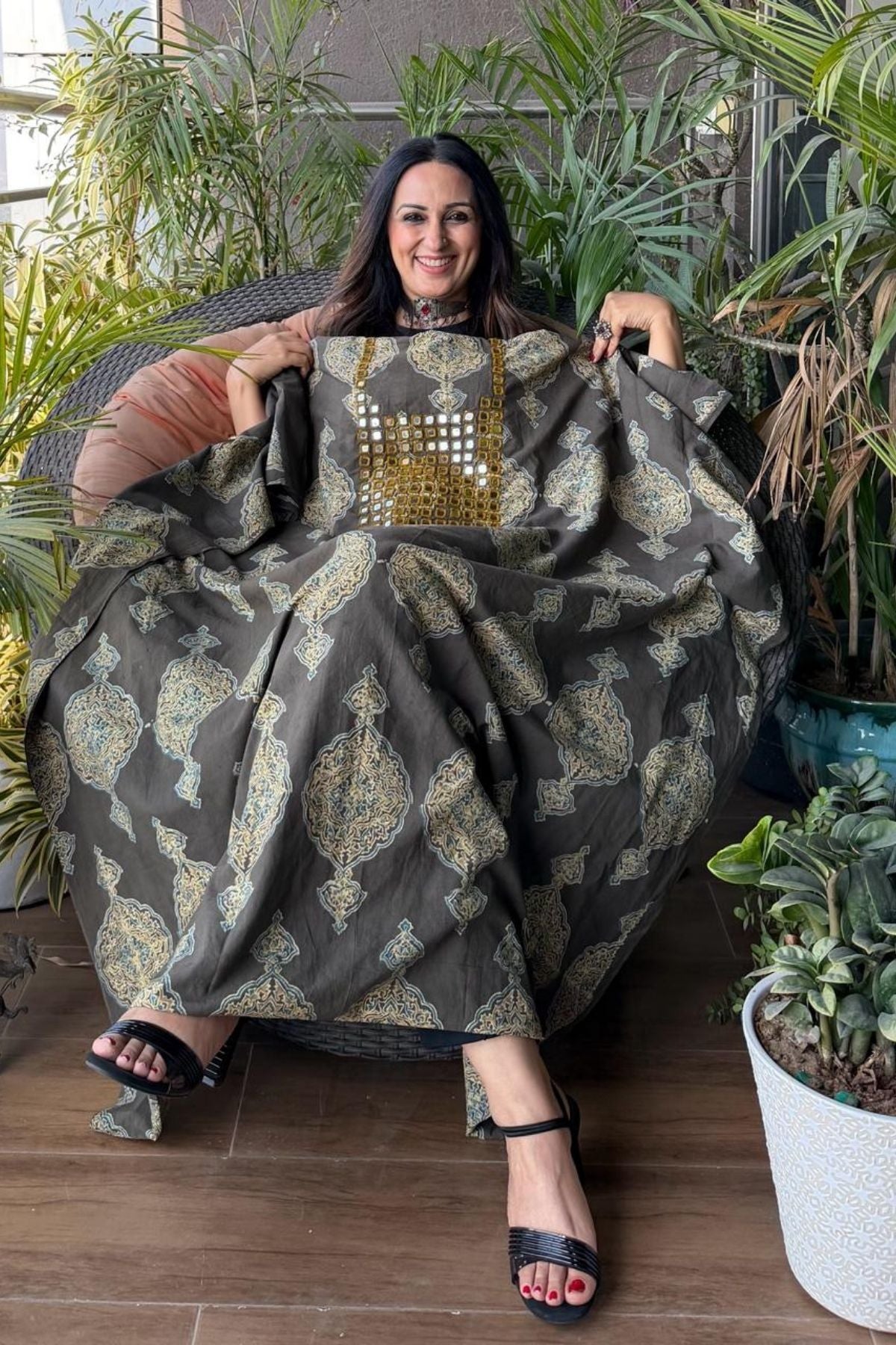 Pure Cotton Kutch mirror hand work kurta fabrics!!