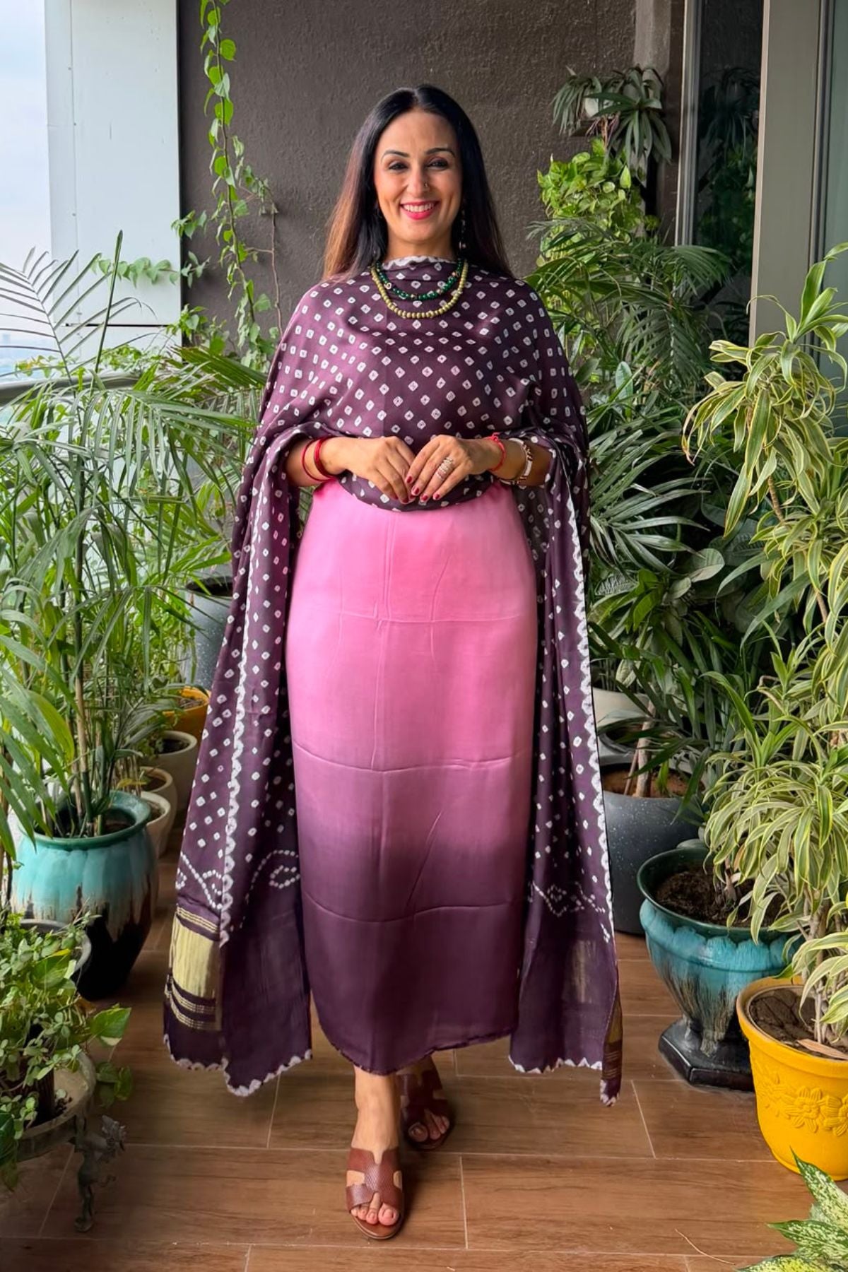 Ombré kurta dupatta set on pure modal Satin