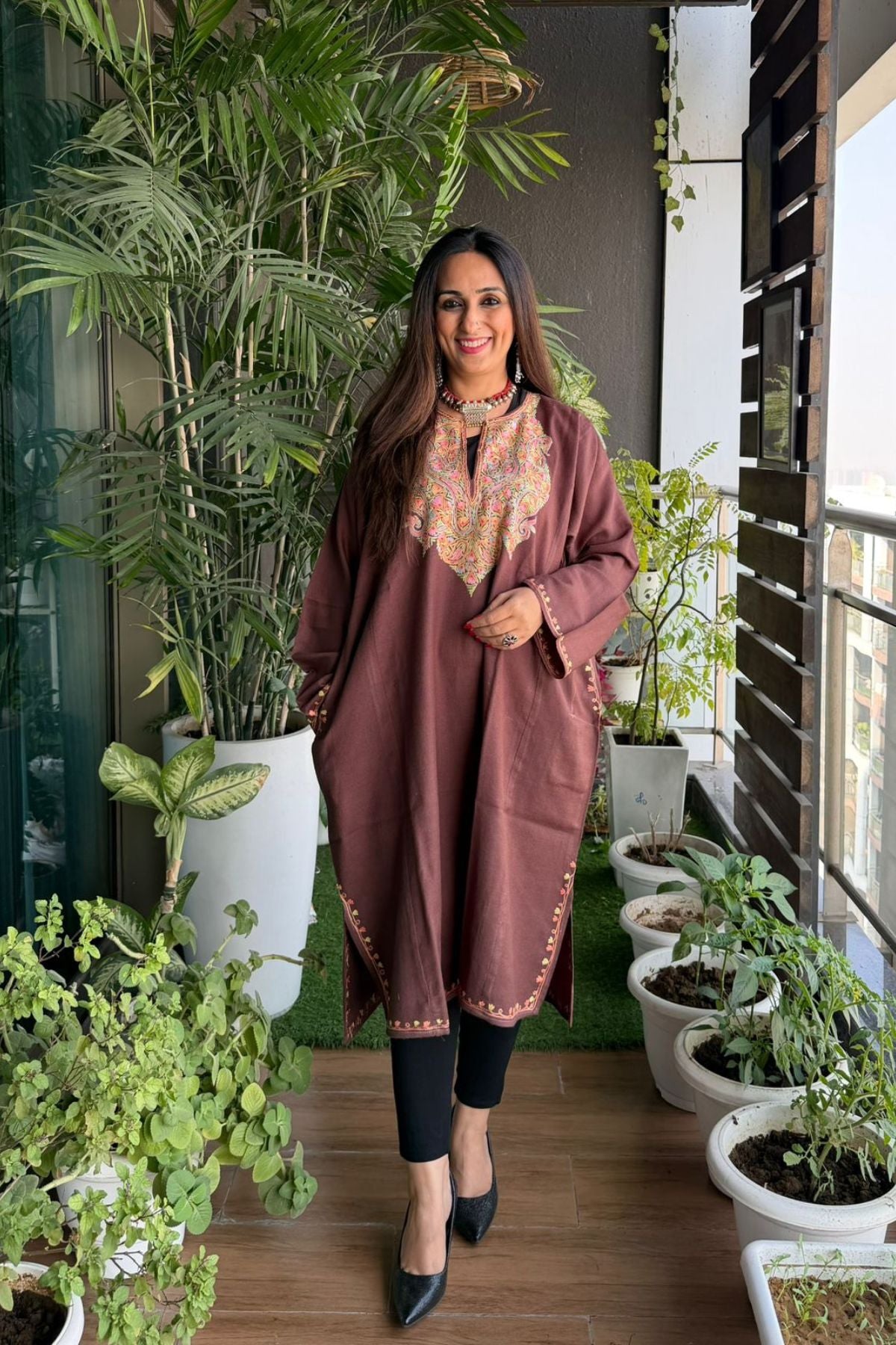 Woollen Kashmiri Phiran with Aari work