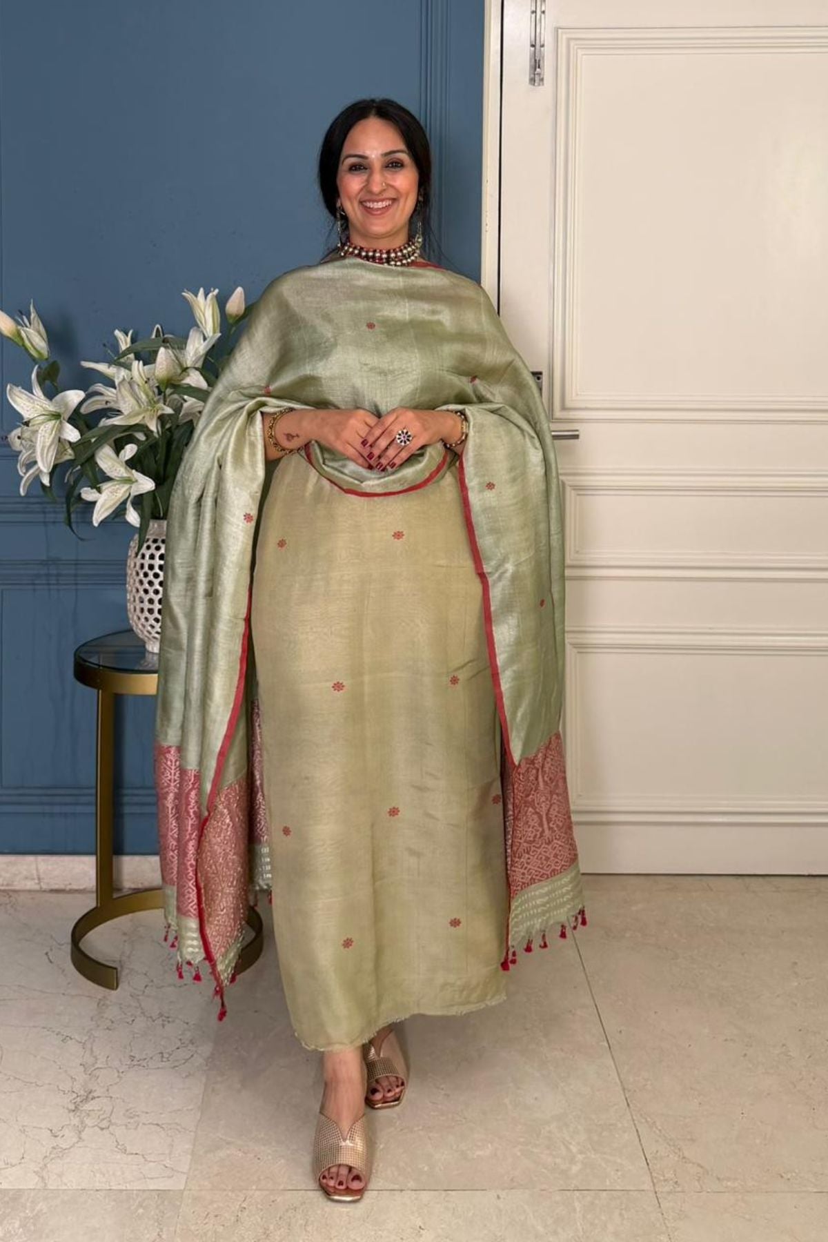 Tangail weave on Pure Tussar Silk -Kurta Dupatta set
