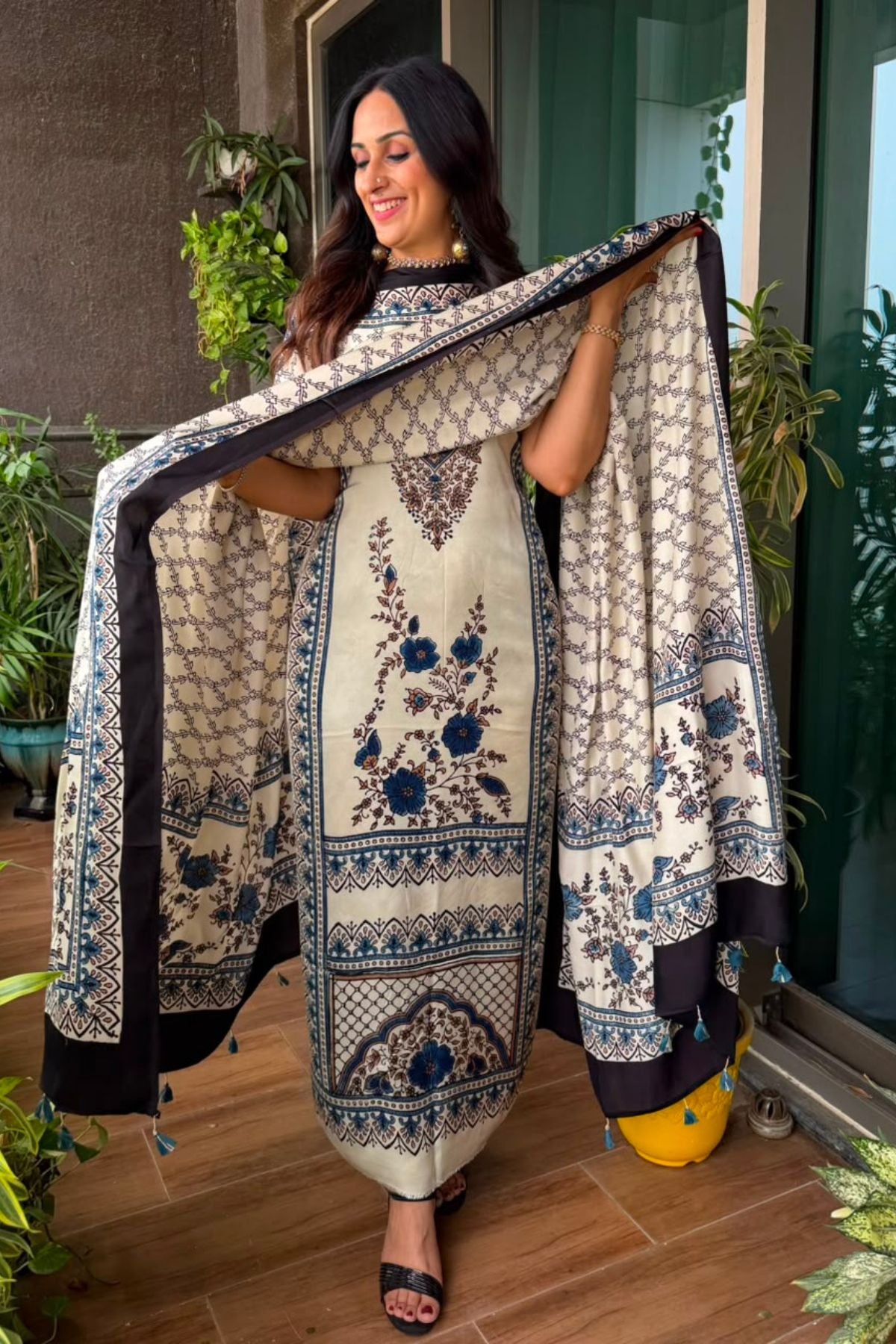 Ajrakh Modal Kurta Dupatta Set