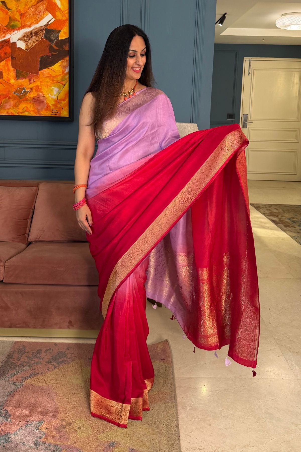 Ombré Dola silk saree with zari weave!!