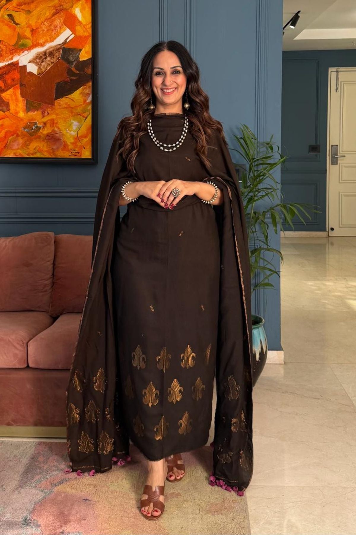 Premium Bangalore cotton with Banarasi weave kurta dupatta sets