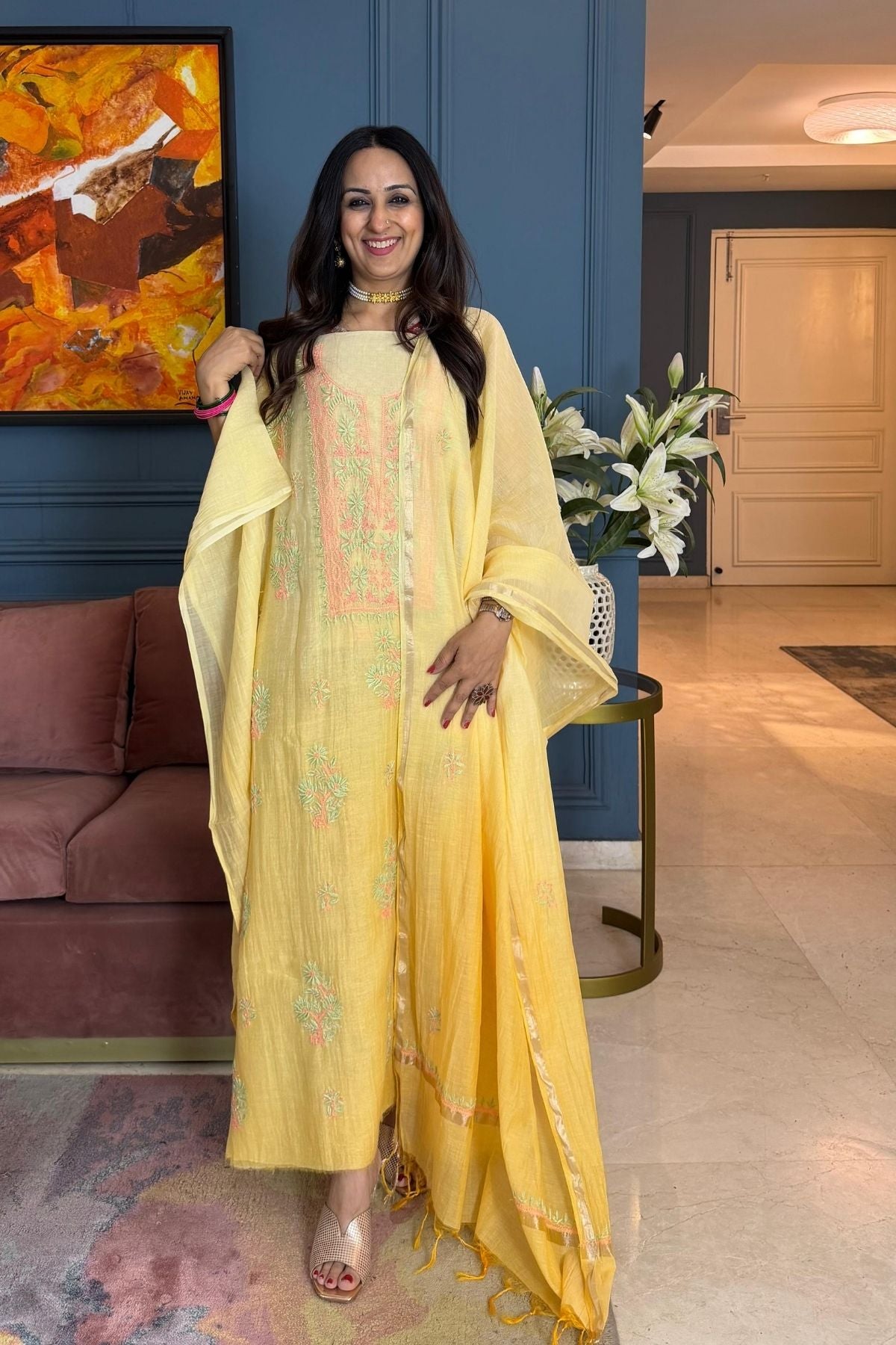 Ombré Chikankari on pure Mul cotton!!!