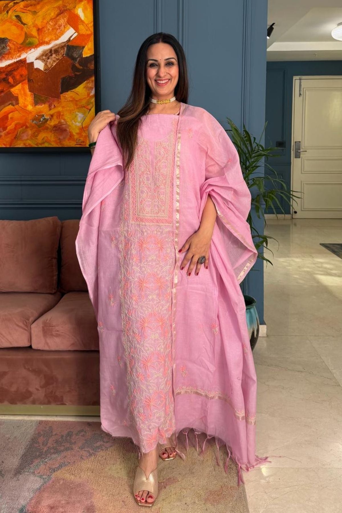 Chikankari on pure Mul cotton!!