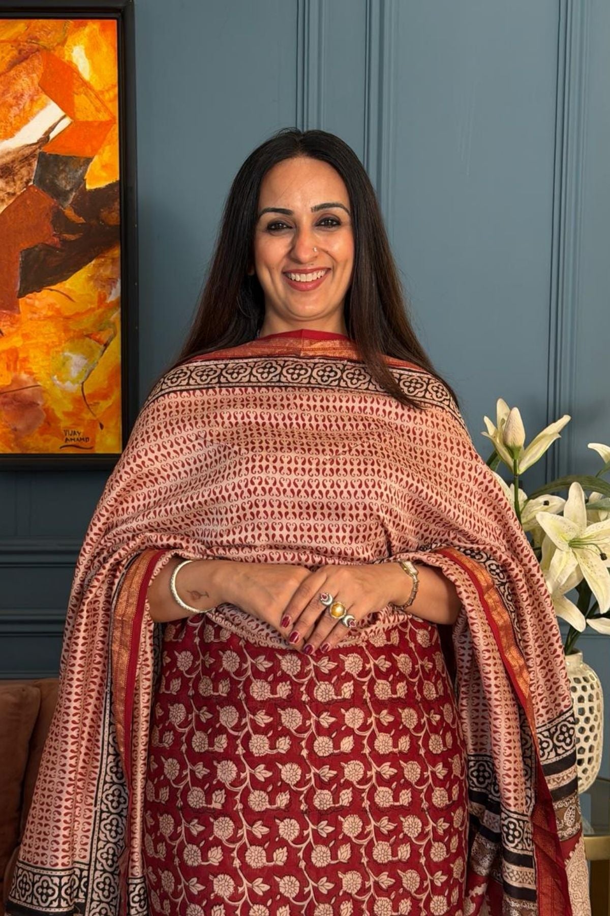 Handblocked Bagh full sets on pure Maheshwari!!