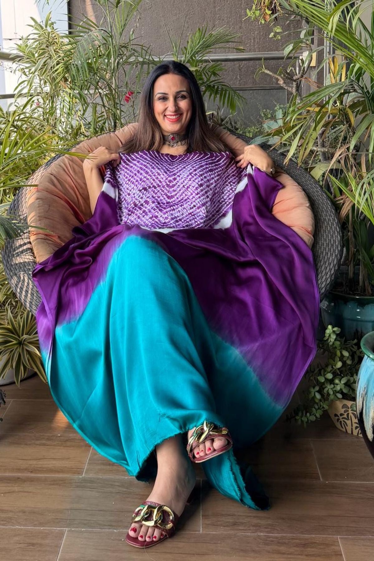 Handblocked Shibori shaded kurta on pure Modal