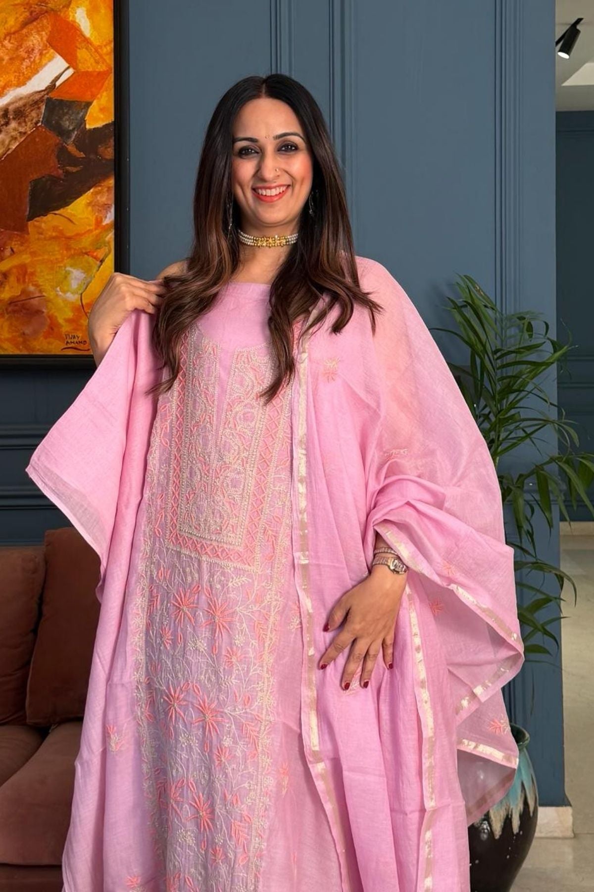 Chikankari on pure Mul cotton!!