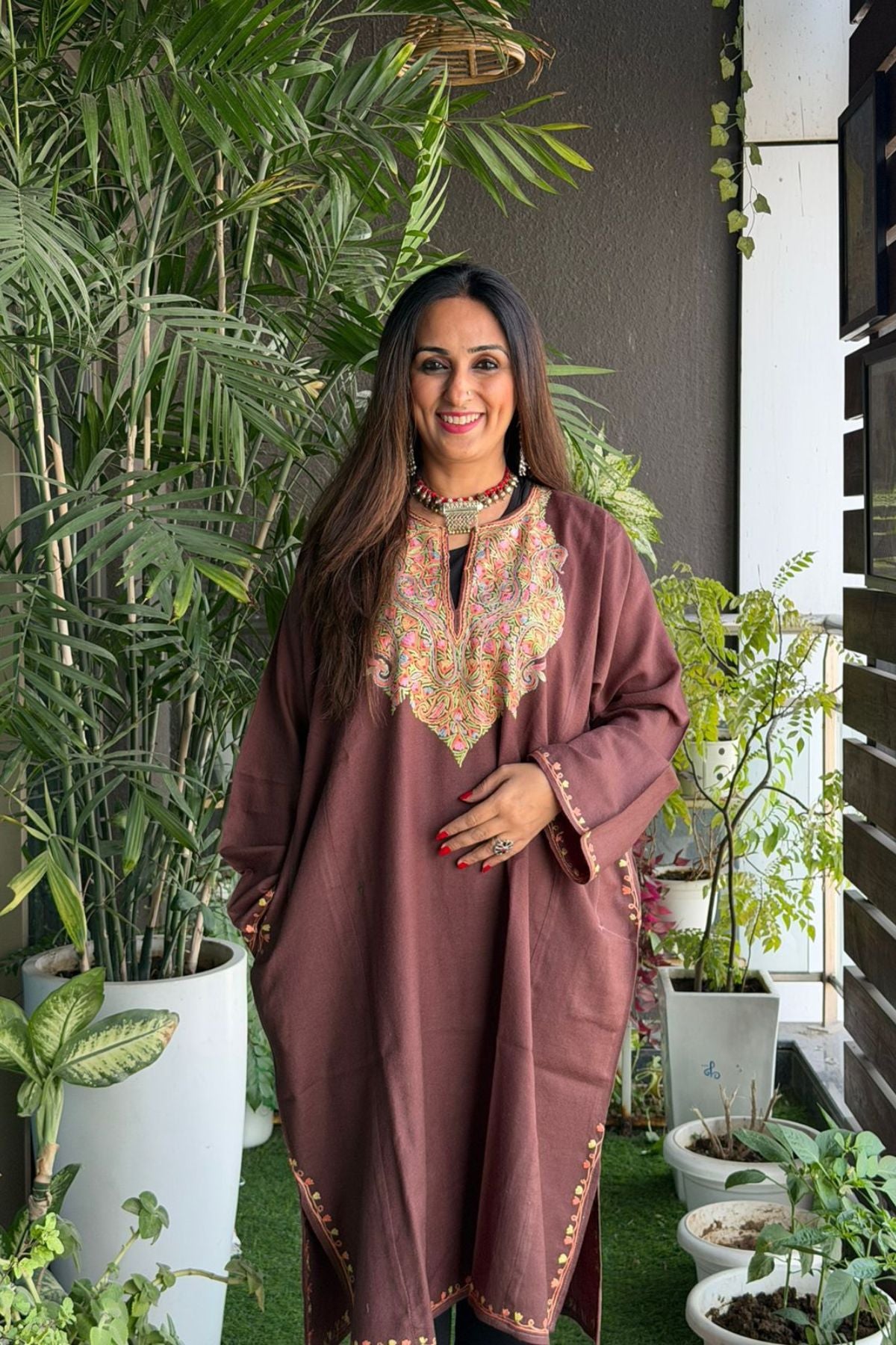 Woollen Kashmiri Phiran with Aari work