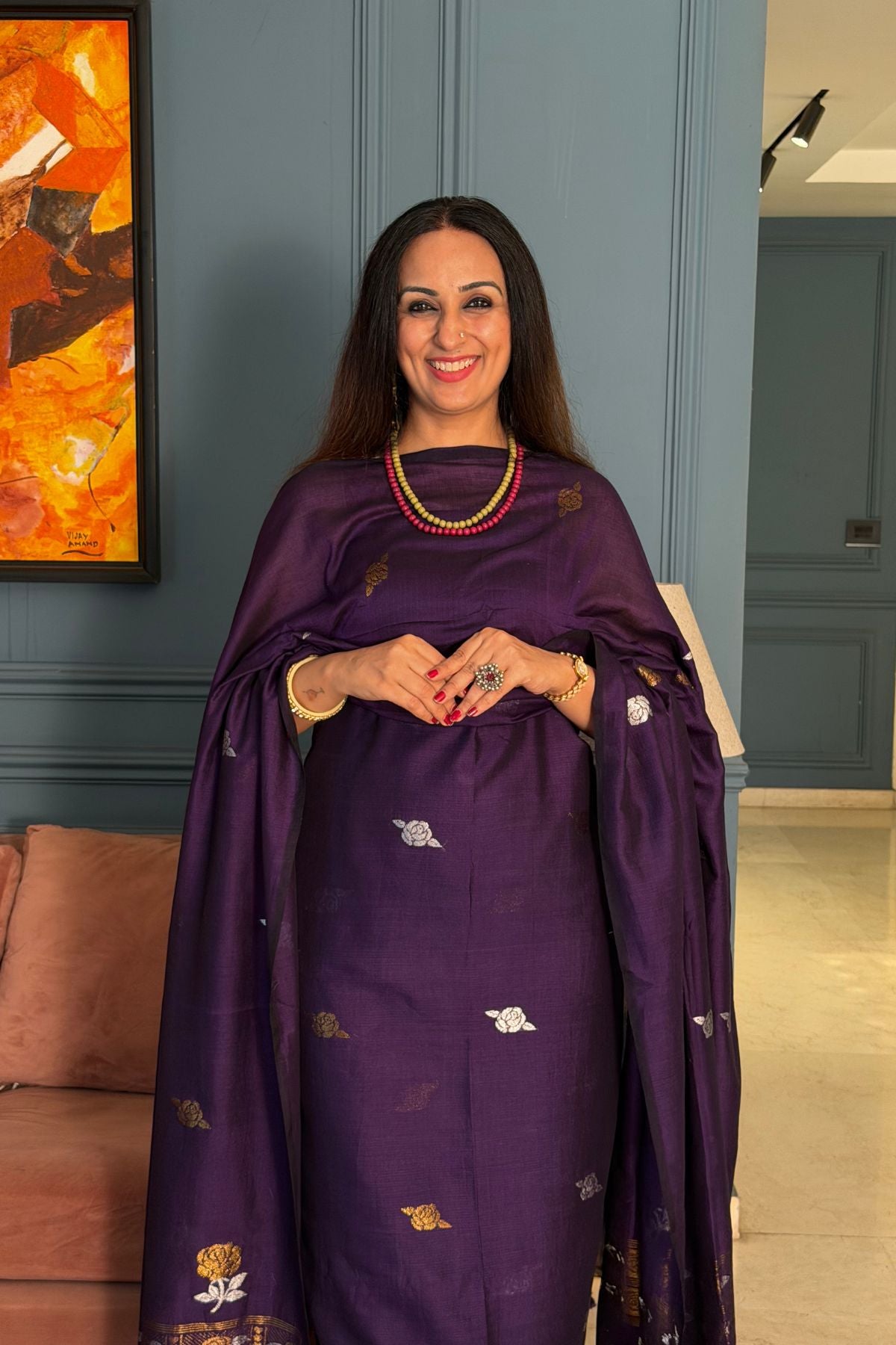 Mercerised pure cotton zari weave kurta dupatta sets with Jamdani weave !!