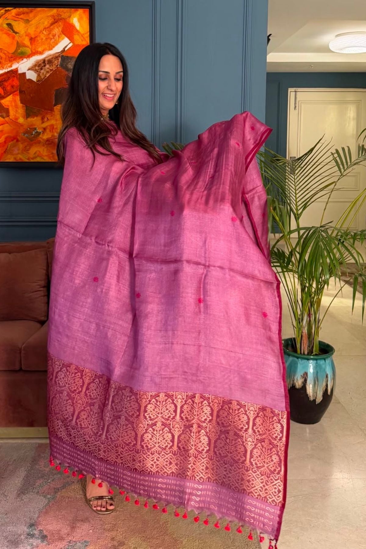 Tangail weave on Pure Tussar Silk -Kurta Dupatta set