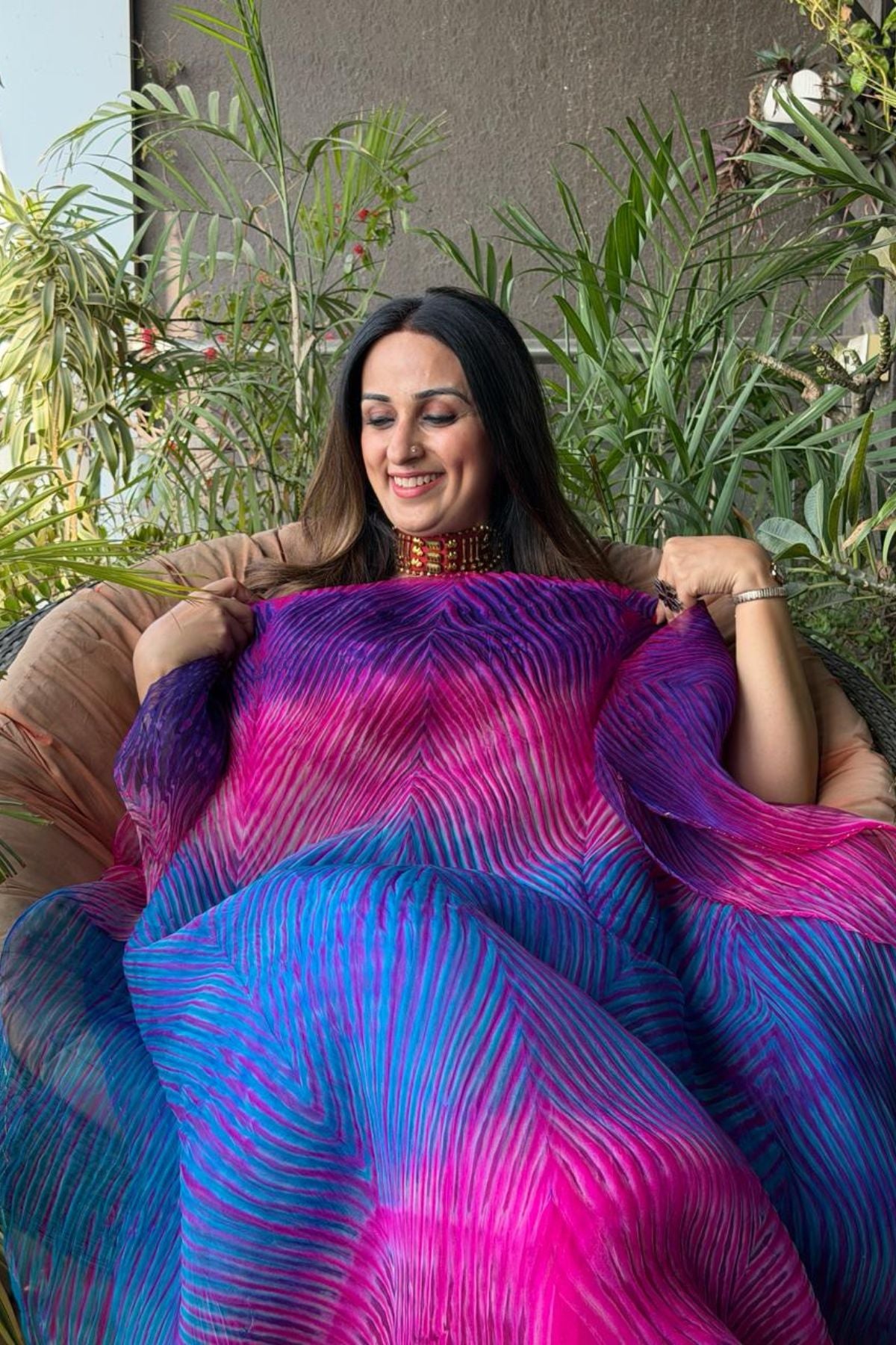 Arashi- Pure Organza Multi Shibori kurta fabric!!!
