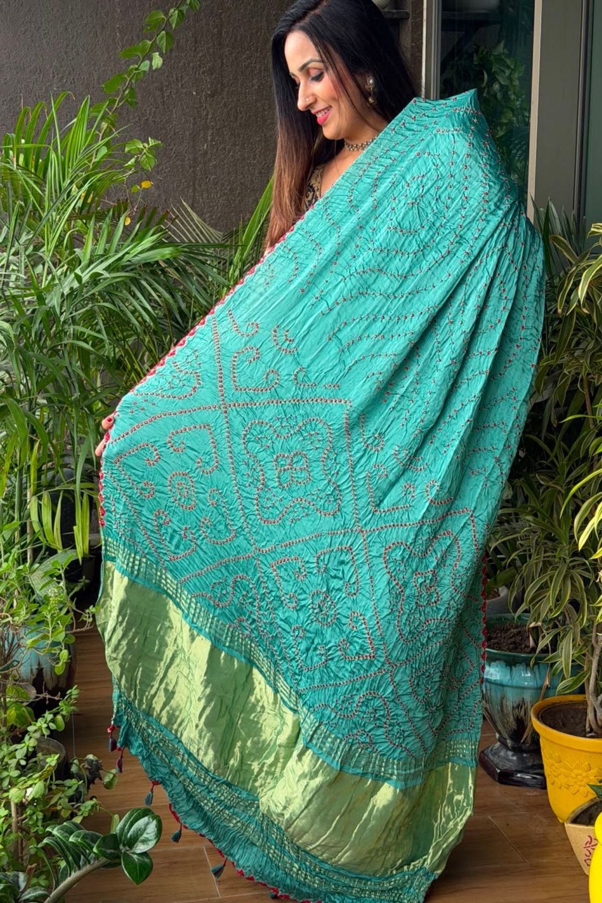 Handcrafted bandhani saree on pure modal!!!
