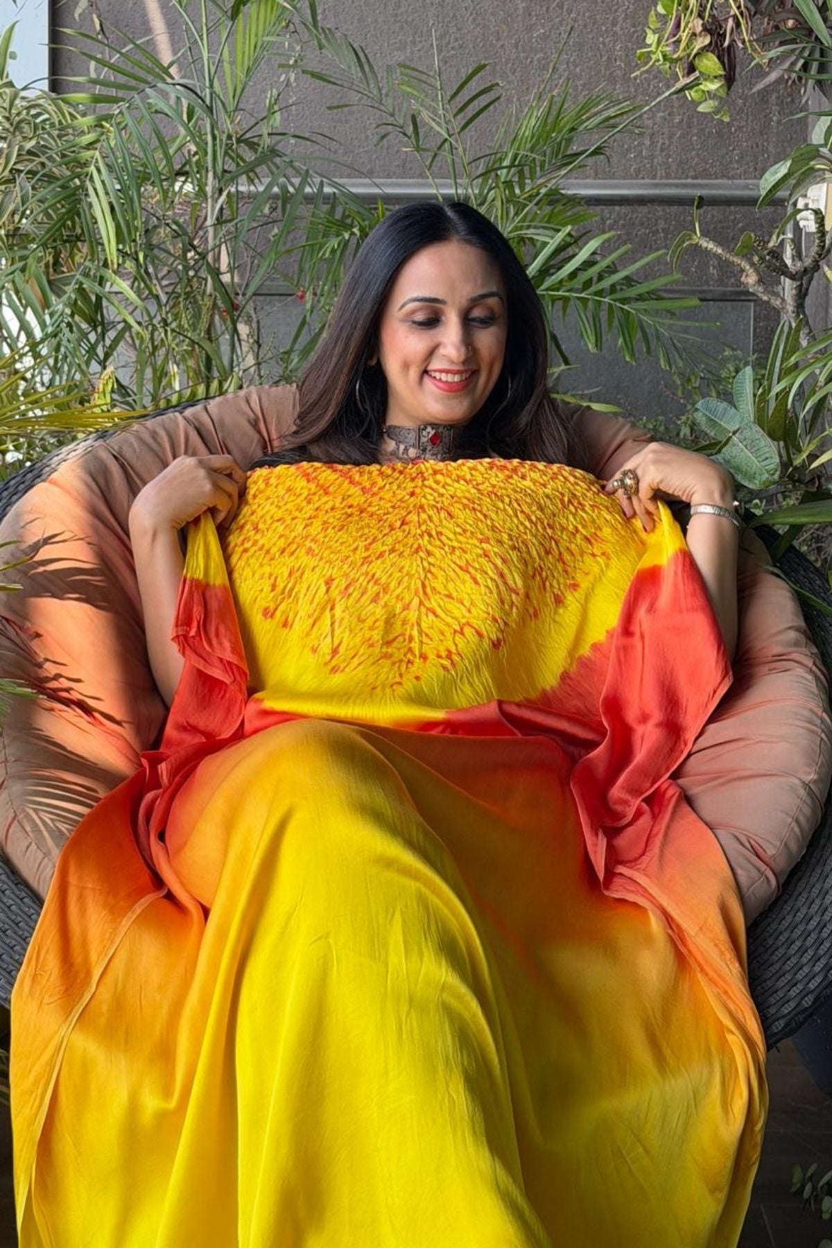 Handblocked Shibori shaded kurta on pure Modal