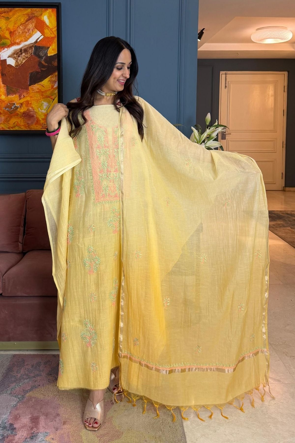 Ombré Chikankari on pure Mul cotton!!!