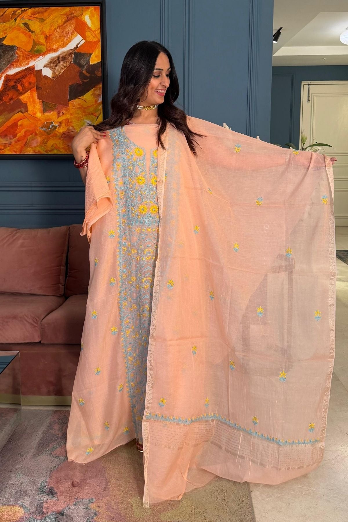 Chikankari on pure Mul cotton!!