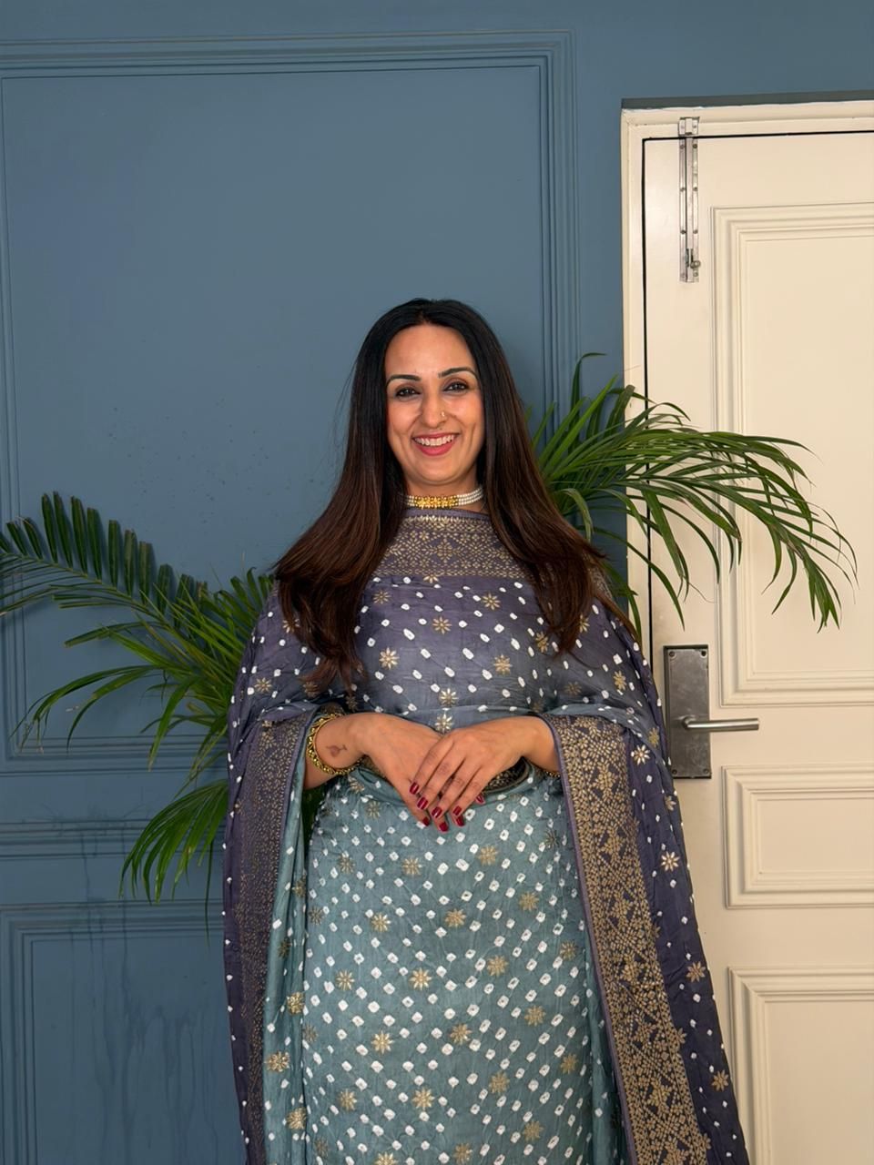 Pure modal kurta dupatta set with hand done bandhani!!