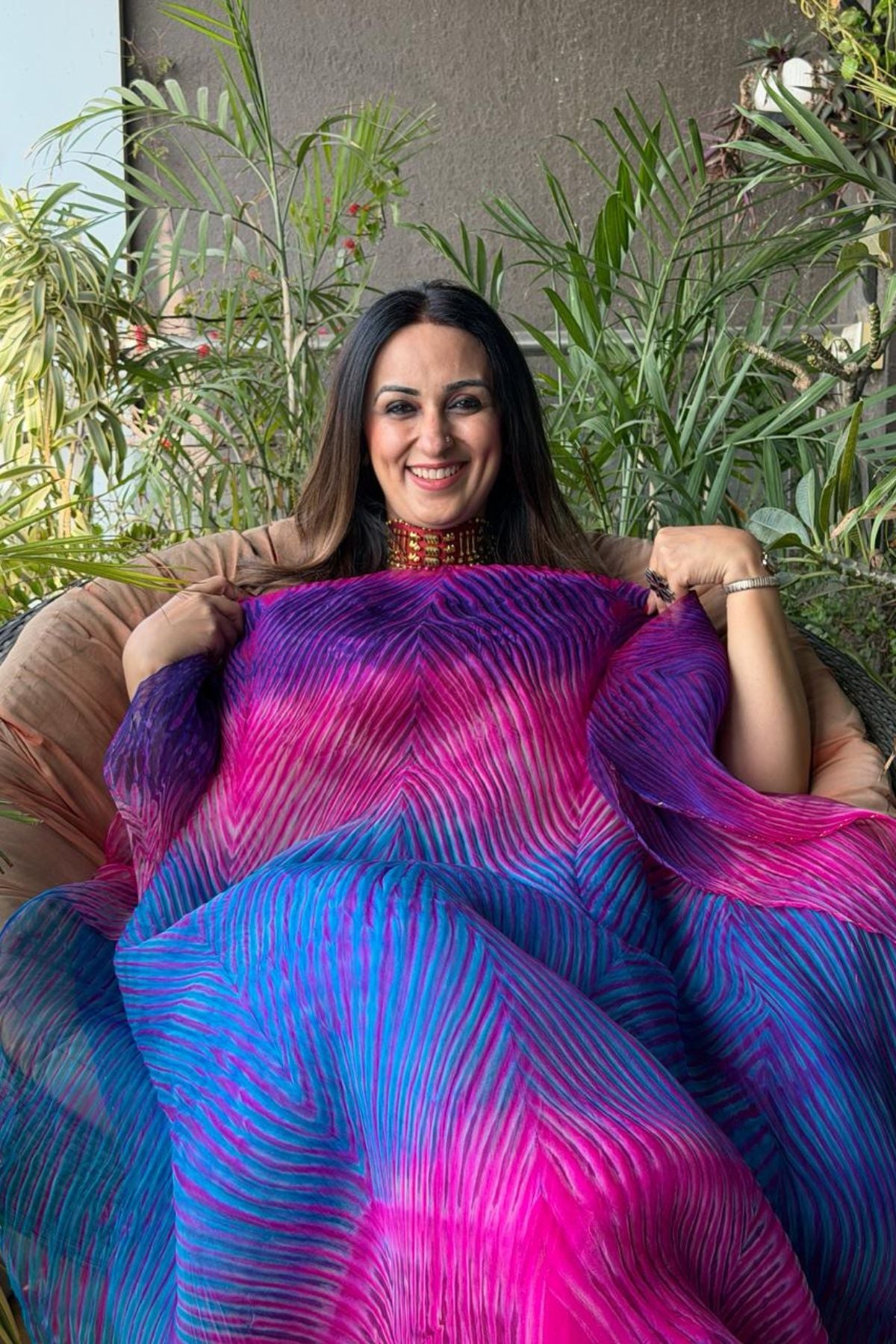 Arashi- Pure Organza Multi Shibori kurta fabric!!!