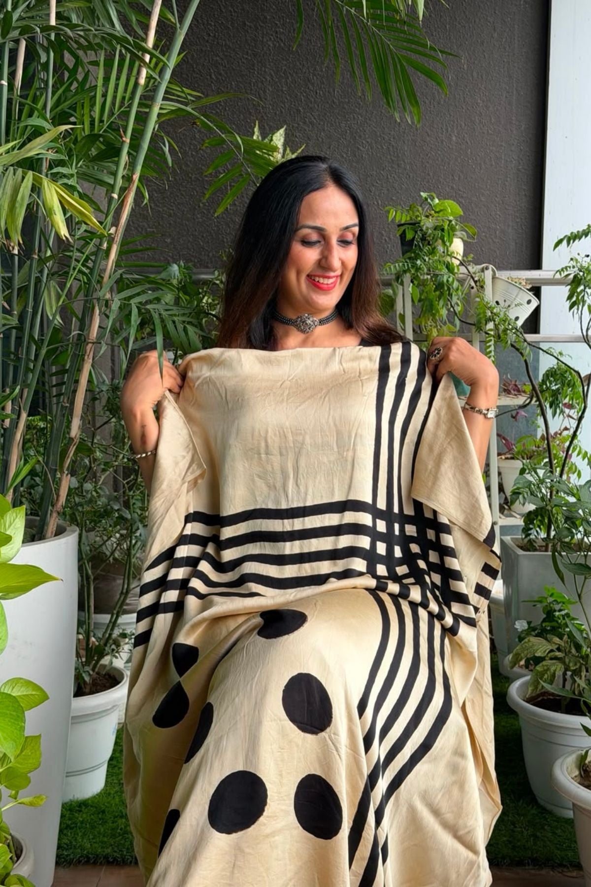 Ajrakh kurta fabric on pure modal !!