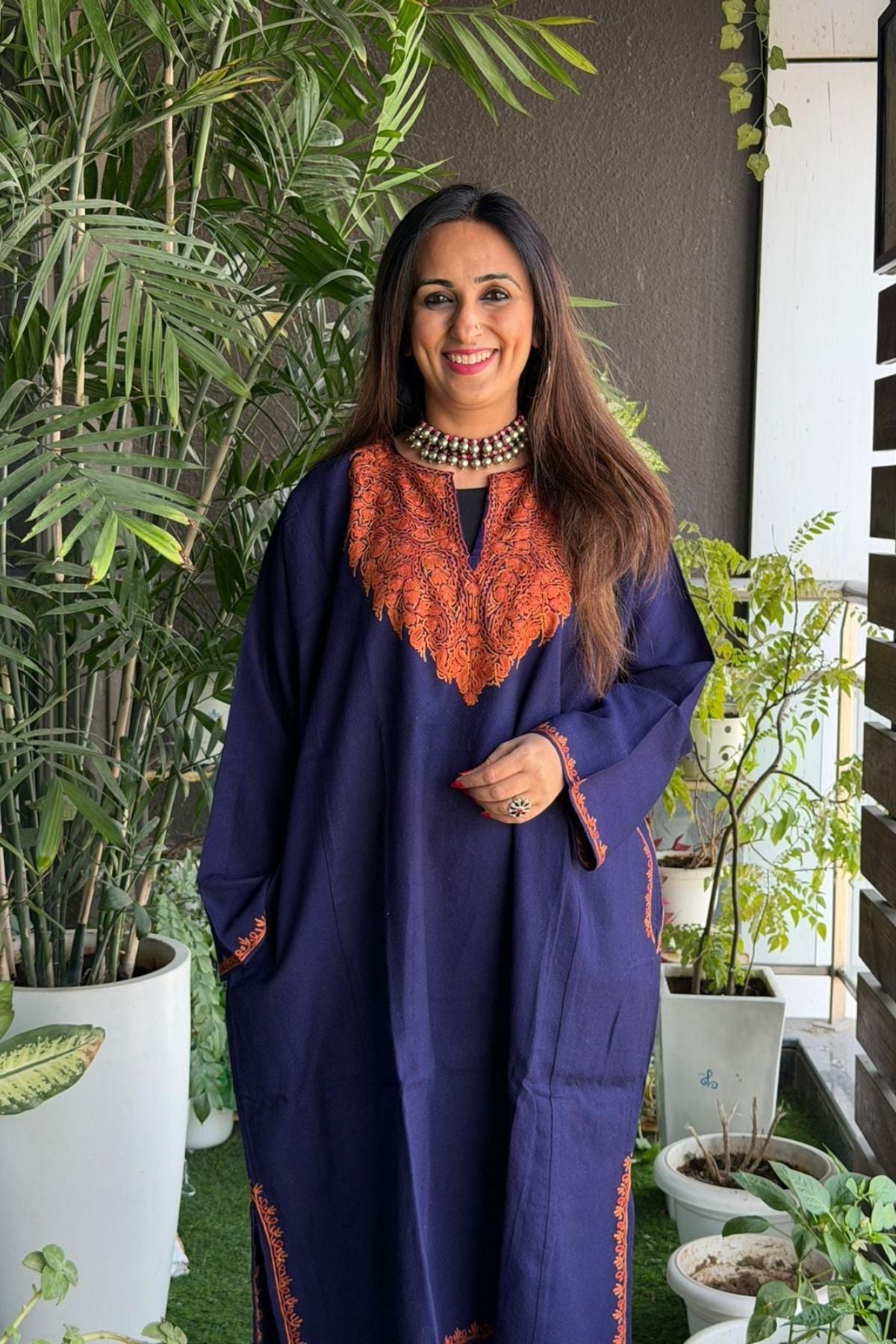 Woollen Kashmiri Phiran with Aari work