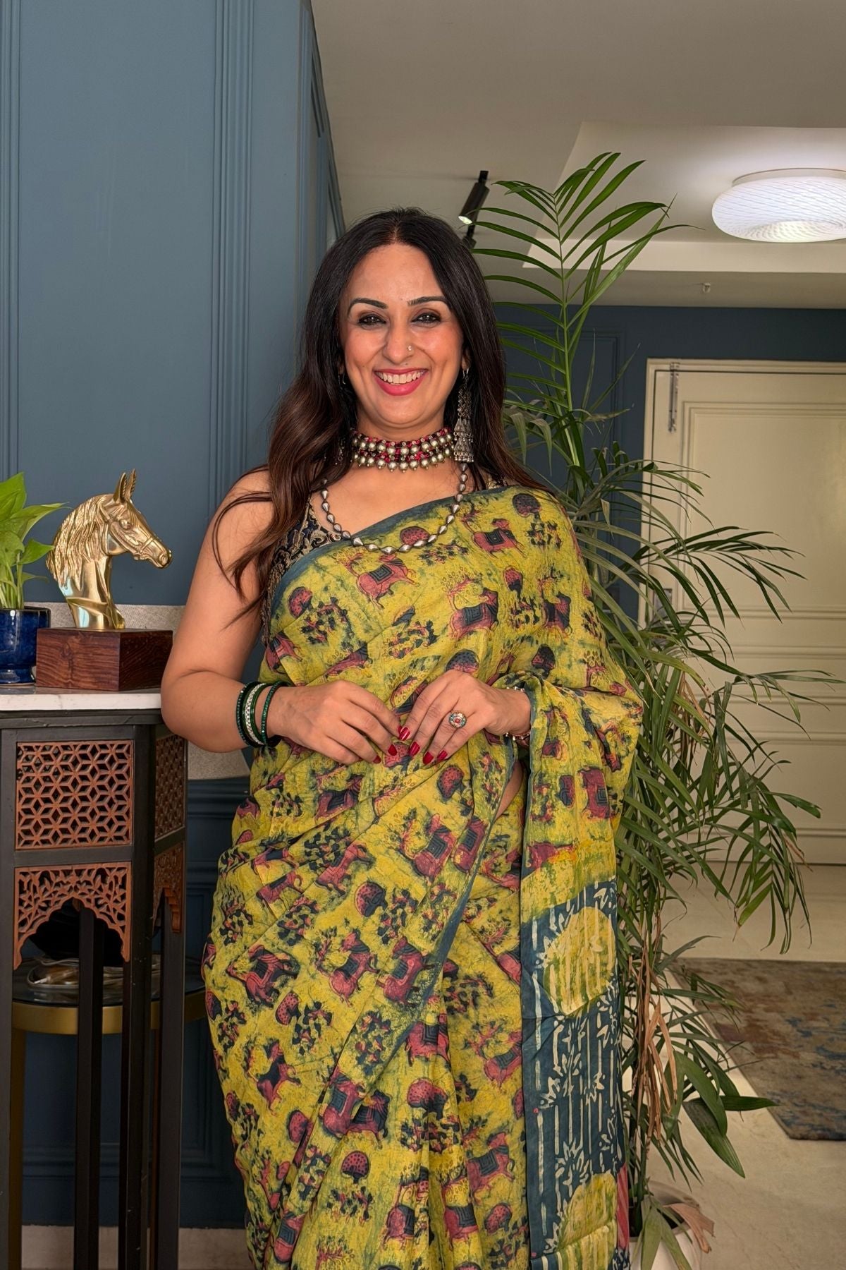 Pomegranate handcrafted pure tussar modal saree!!