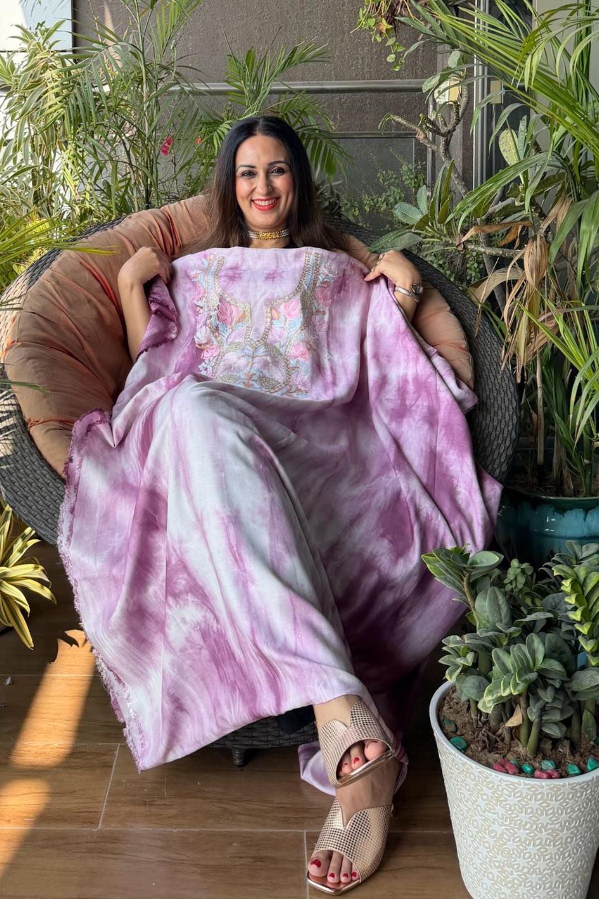 Pure muslin kurta fabric with Kashmiri work