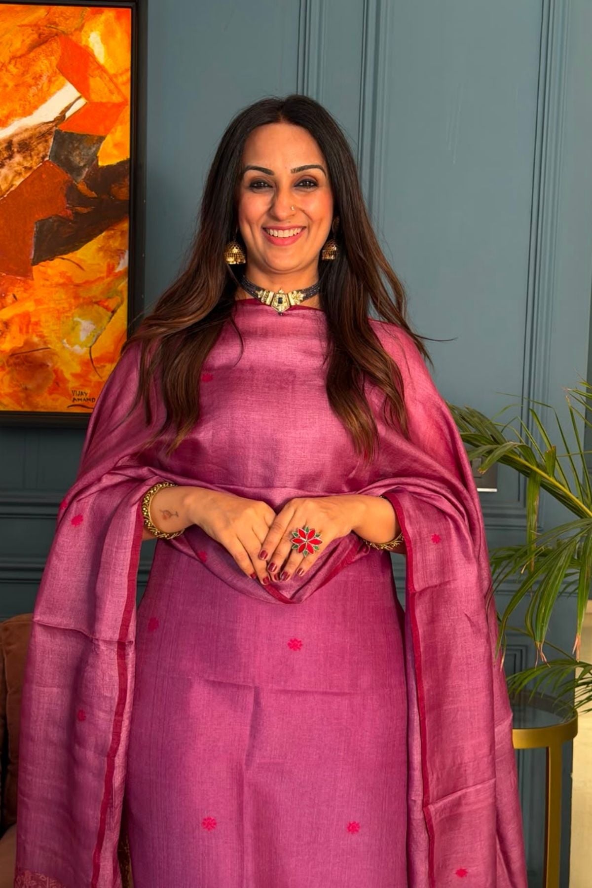 Tangail weave on Pure Tussar Silk -Kurta Dupatta set