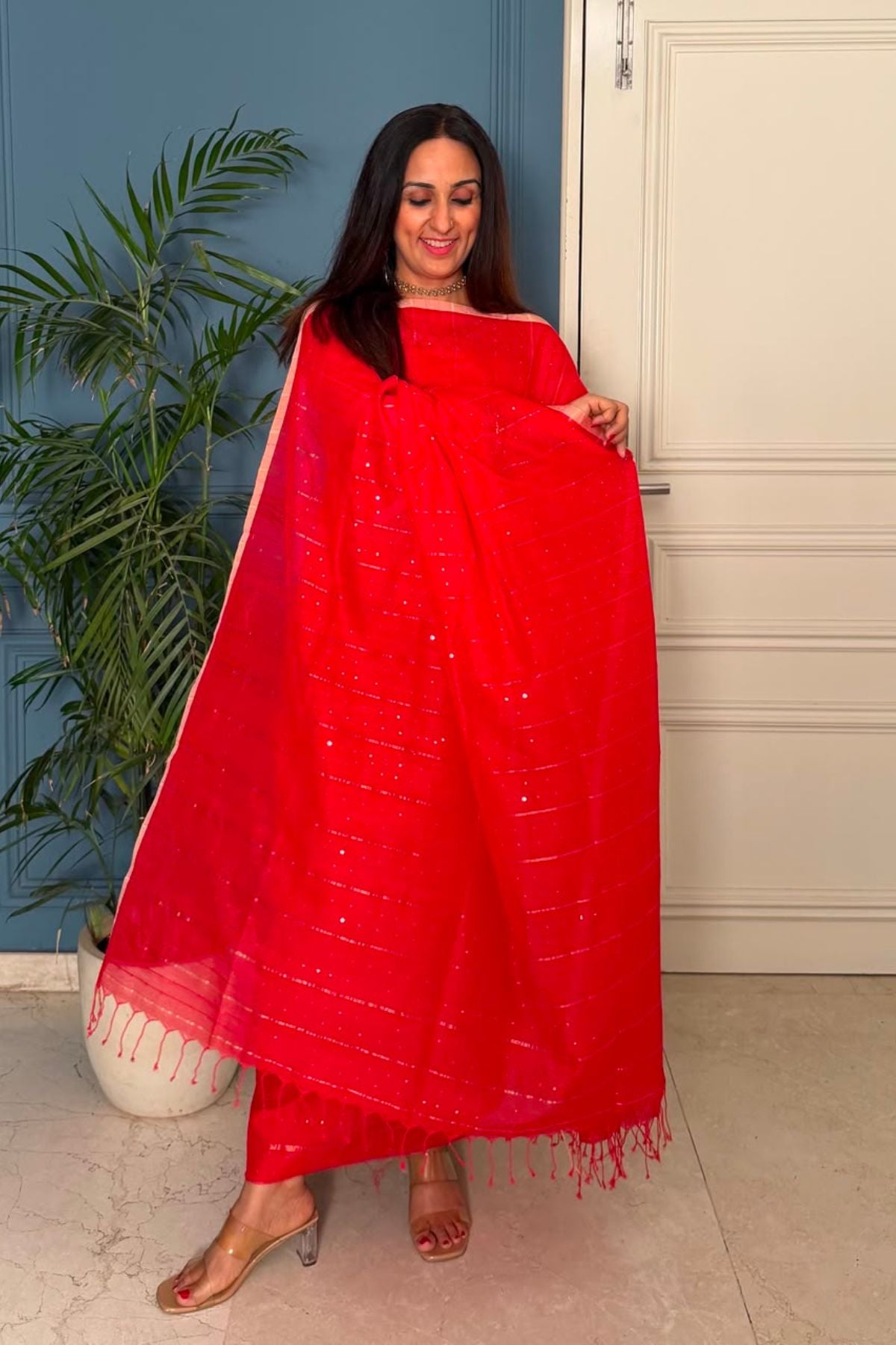 Pure cotton kurta dupatta sets with handwoven pocket sequins!!